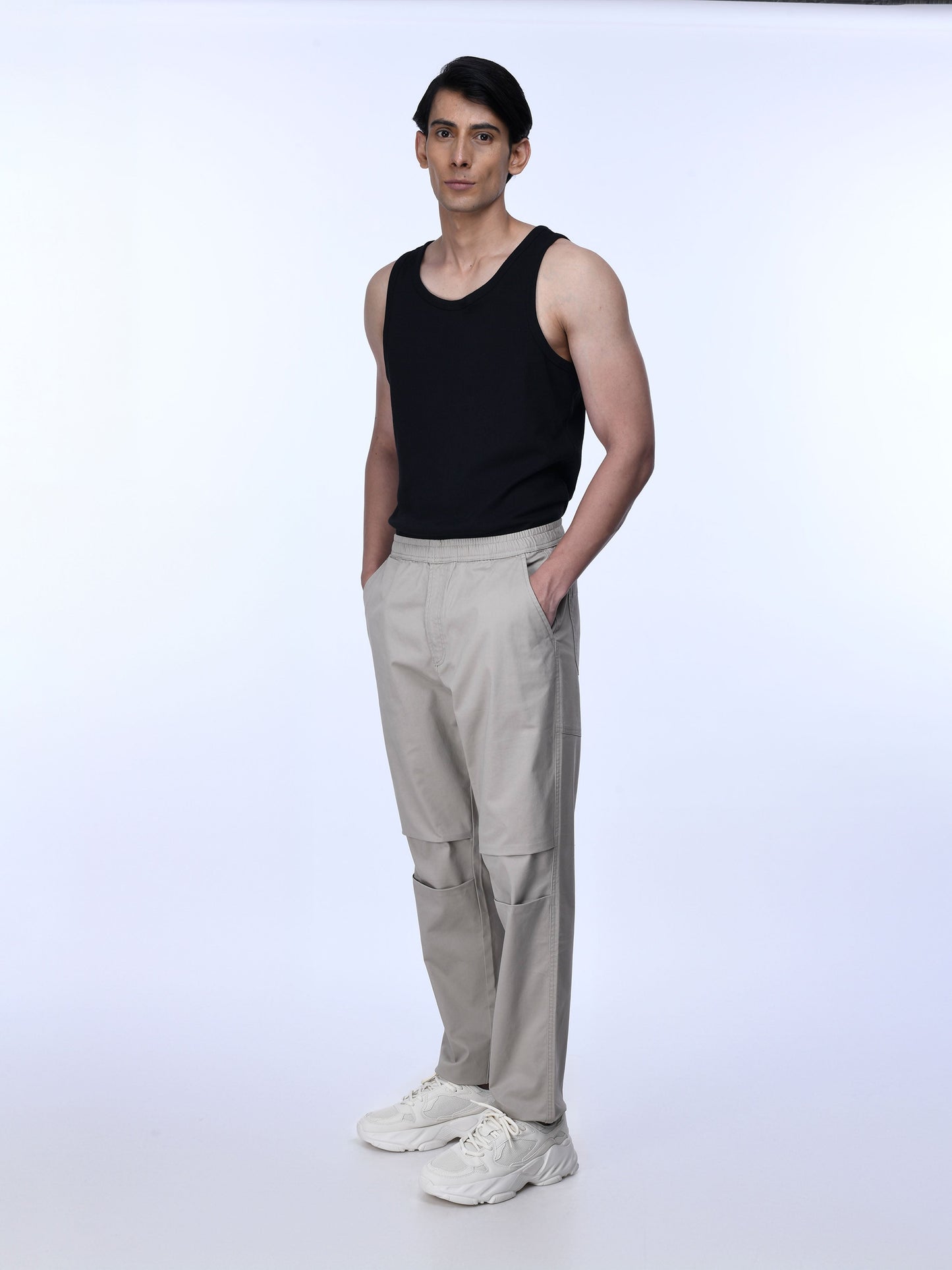 Soft Cotton Relaxed Beige Flexiwaist Pants