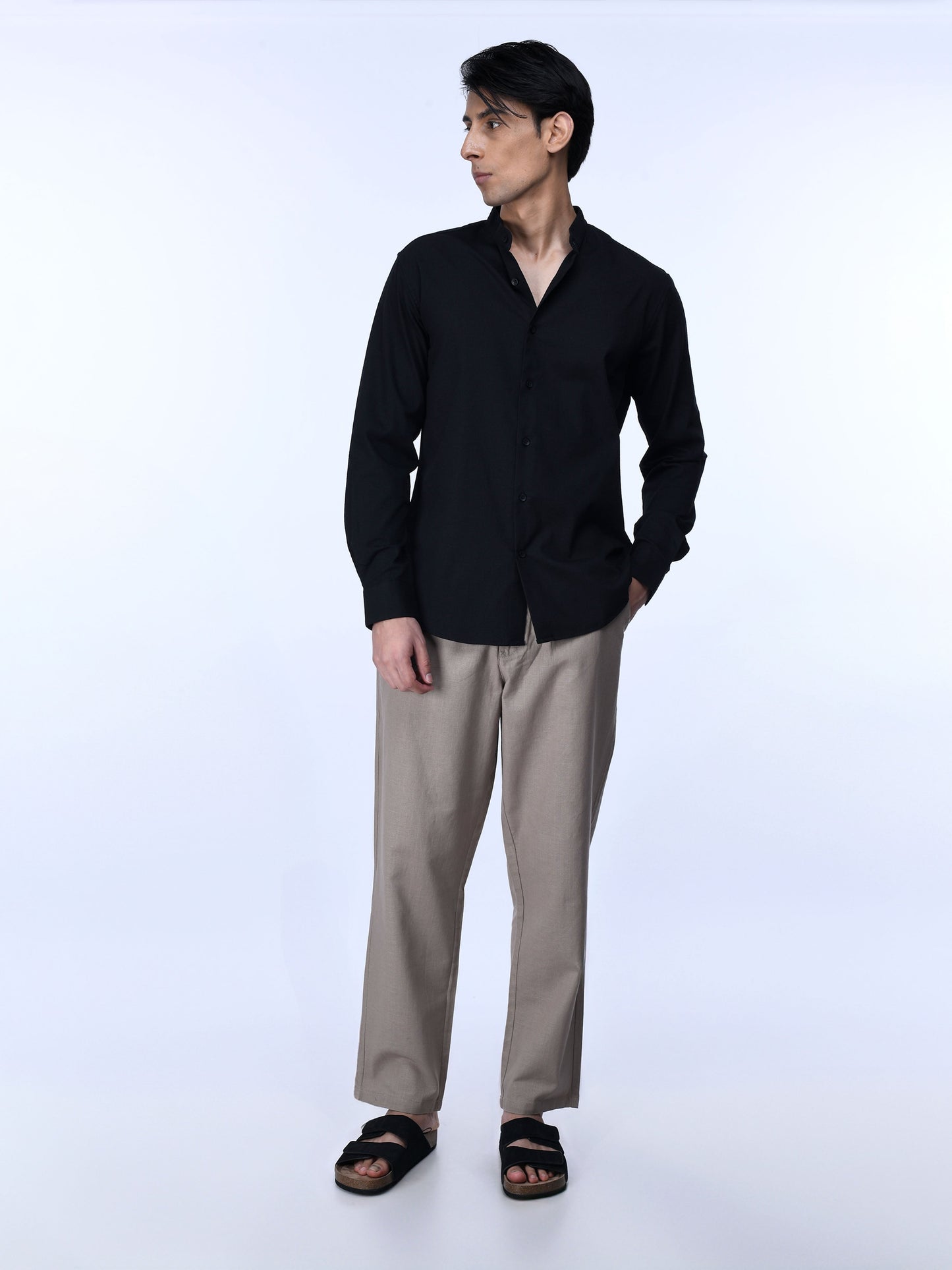 Raw Slub Relaxed Beige Flexiwaist Pants