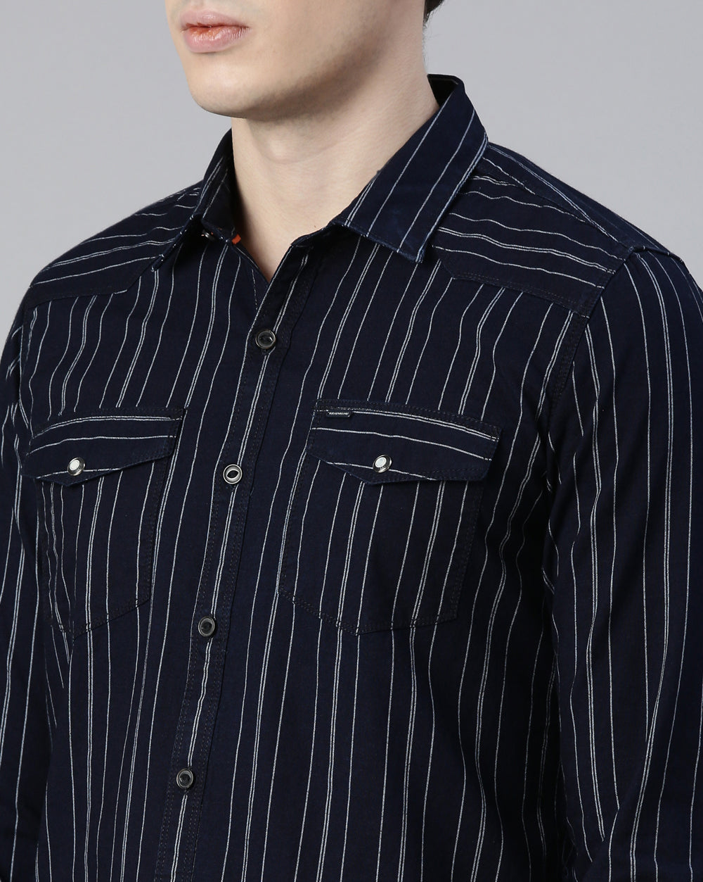 Indigo Striped Denim Shirt