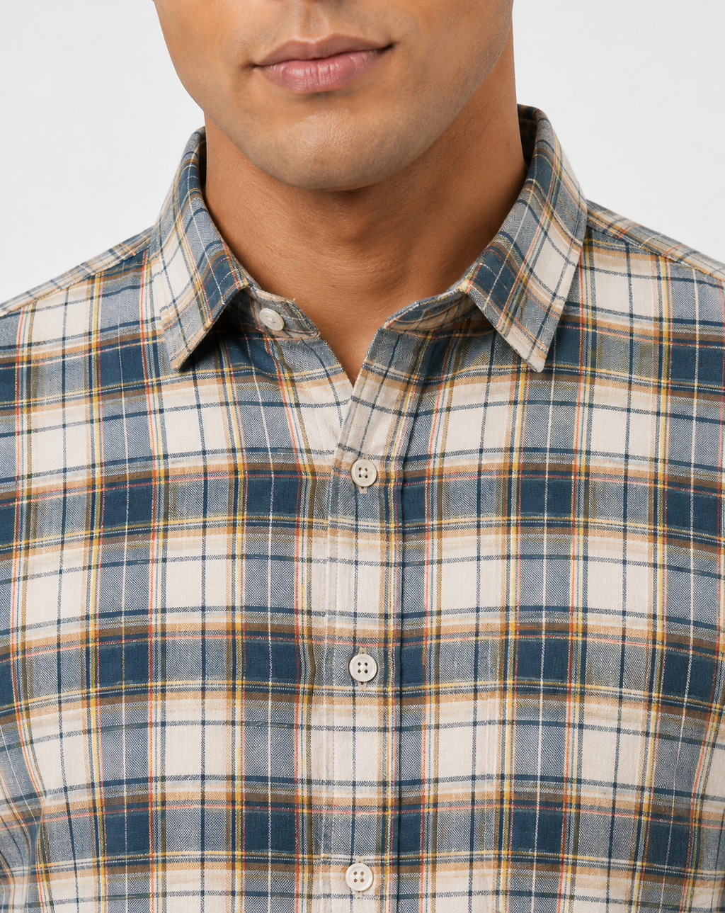 Men Oxford Square Checks Slim Fit Shirt – Aqua