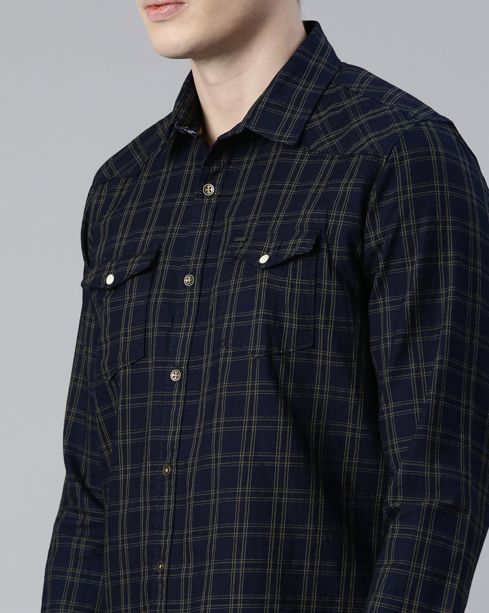 Swing Indigo Green Checkered Shirt