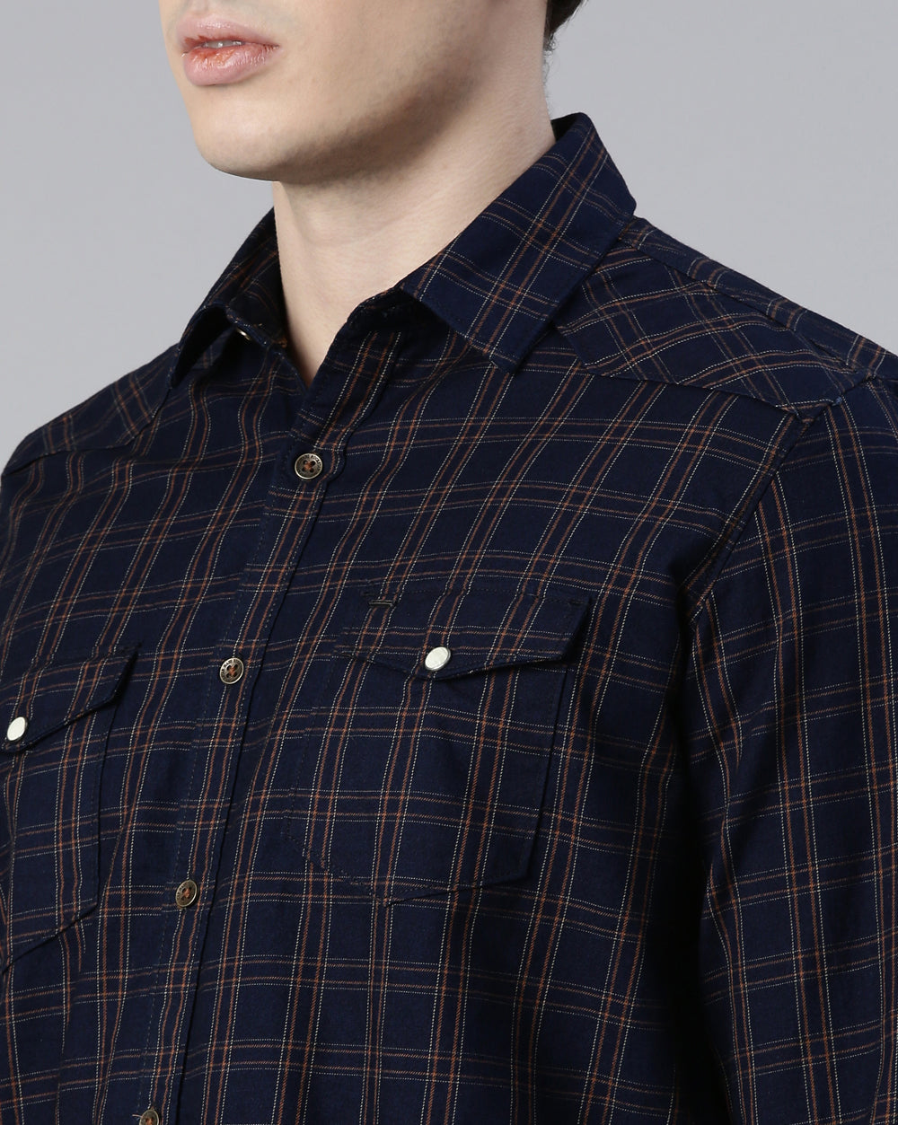 Swing Indigo Khaki Checkered Shirt