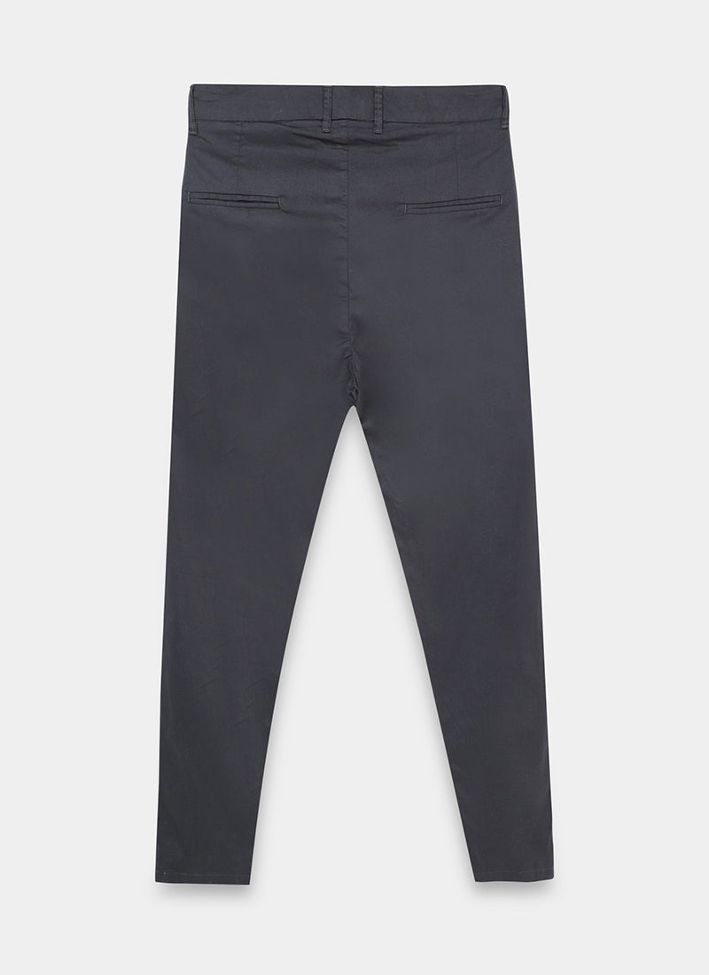 AIRY TWILL LYCRA Regular Fit Drawstring Trousers Dark Grey