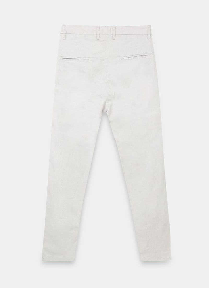 AIRY TWILL LYCRA Regular Fit Drawstring Trousers Light Grey