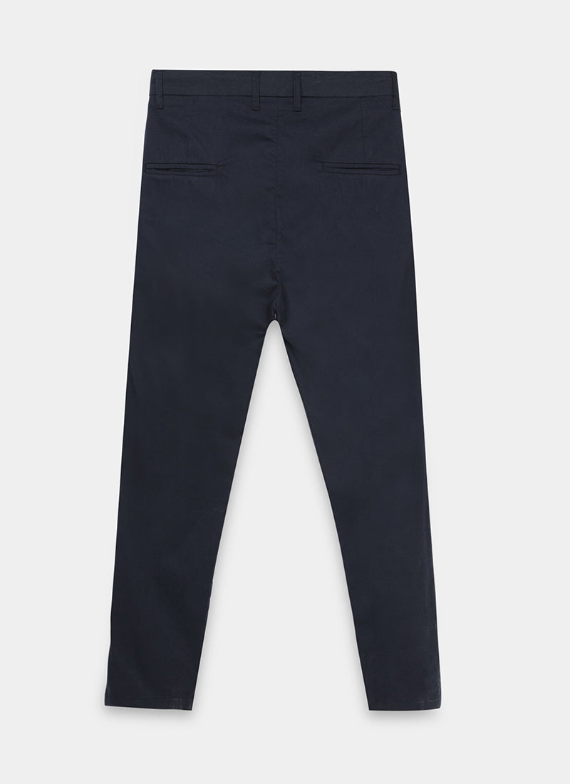 AIRY TWILL LYCRA Regular Fit Drawstring Trousers Navy Blue