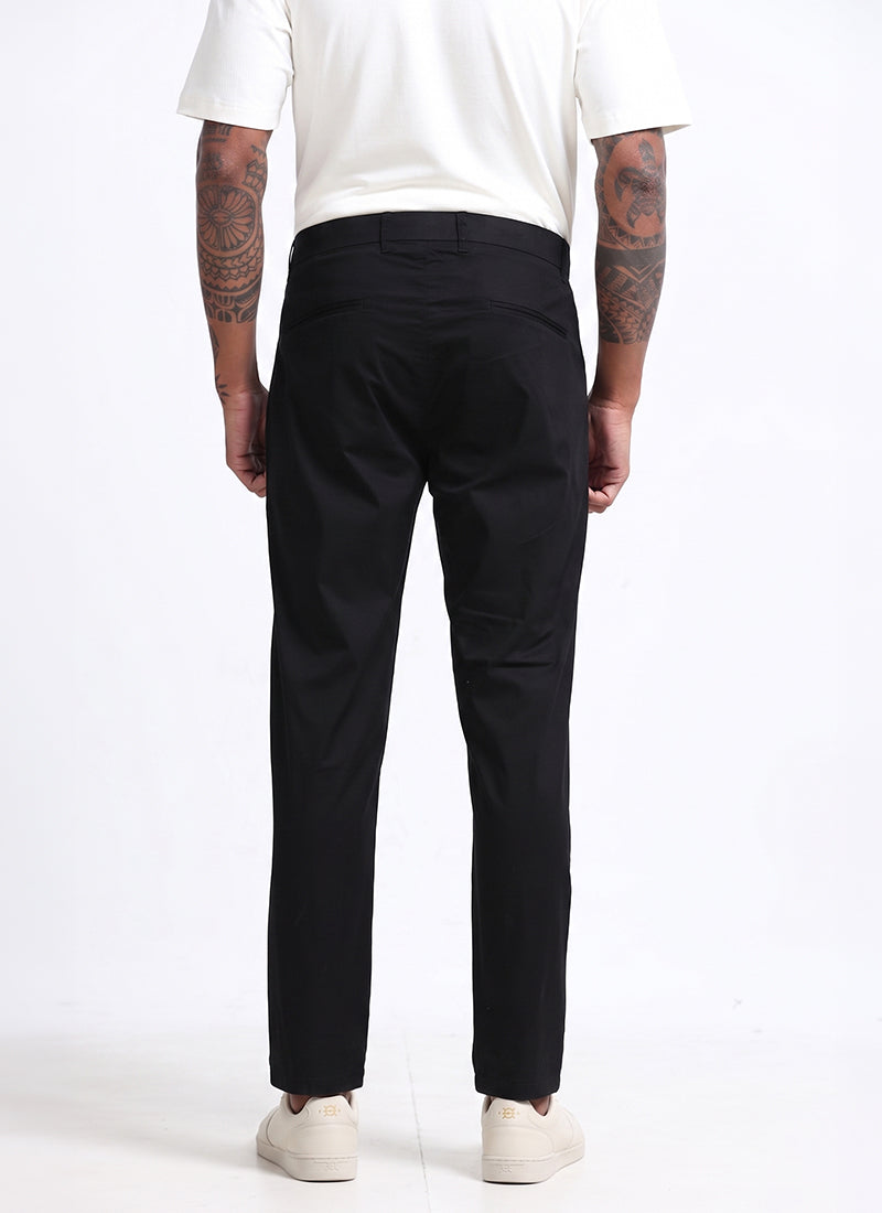 AIRY TWILL LYCRA Regular Fit Drawstring Trousers Onyx Black