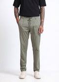 AIRY TWILL LYCRA Regular Fit Drawstring Trousers Sage Green