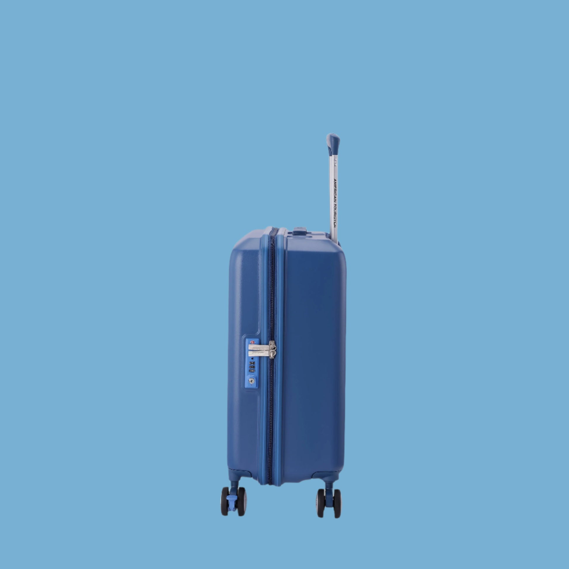 American Tourister Blue Hard Case Carry On Luggage