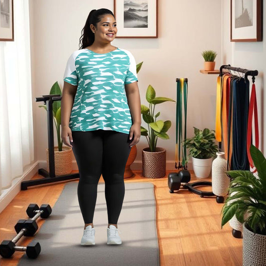 Painted Stripe Abstract Women Cycling Tee -Plus Size