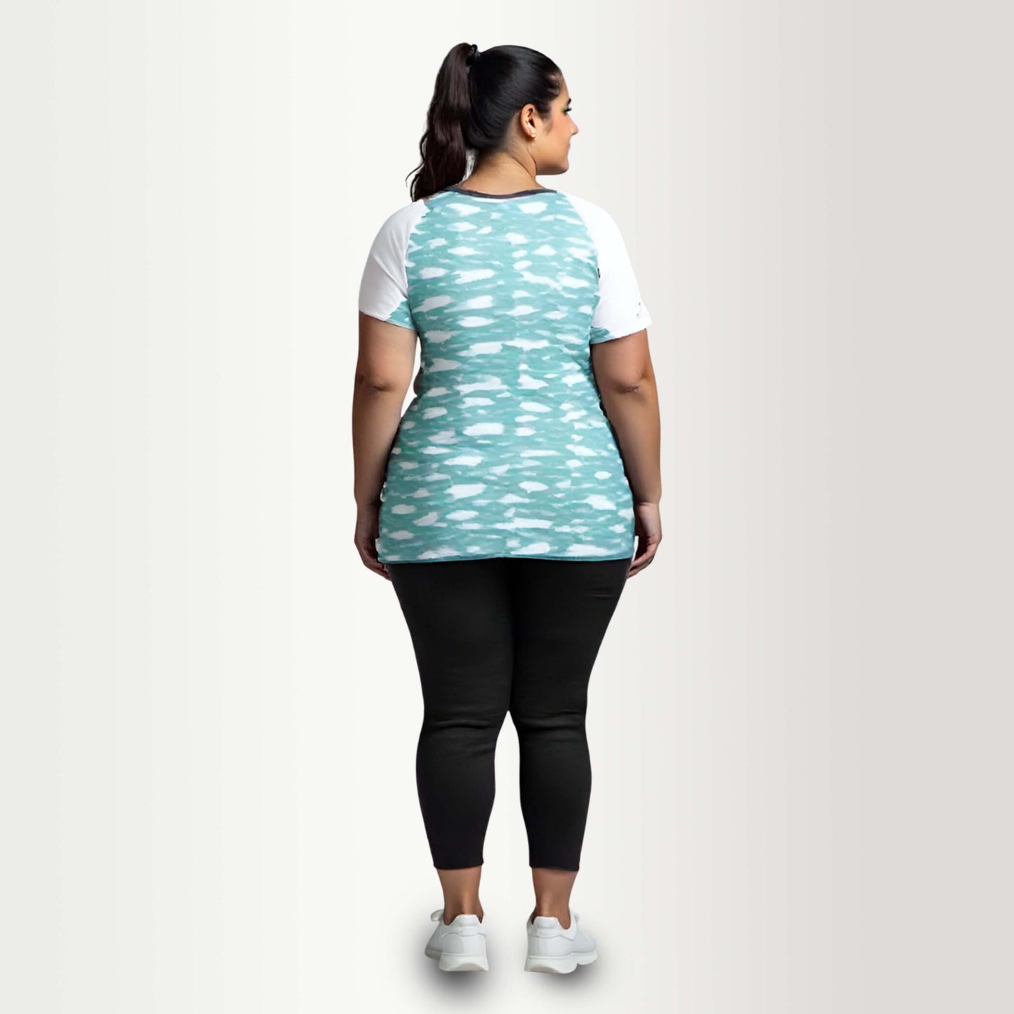 Painted Stripe Abstract Women Cycling Tee -Plus Size