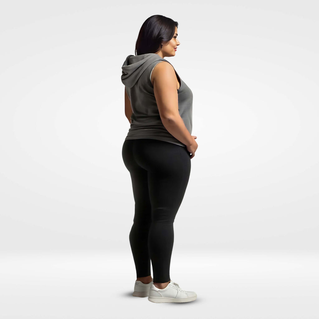 Swiftlux: Sleeveless Hoodie - Kangaroo Pockets -Plus Size