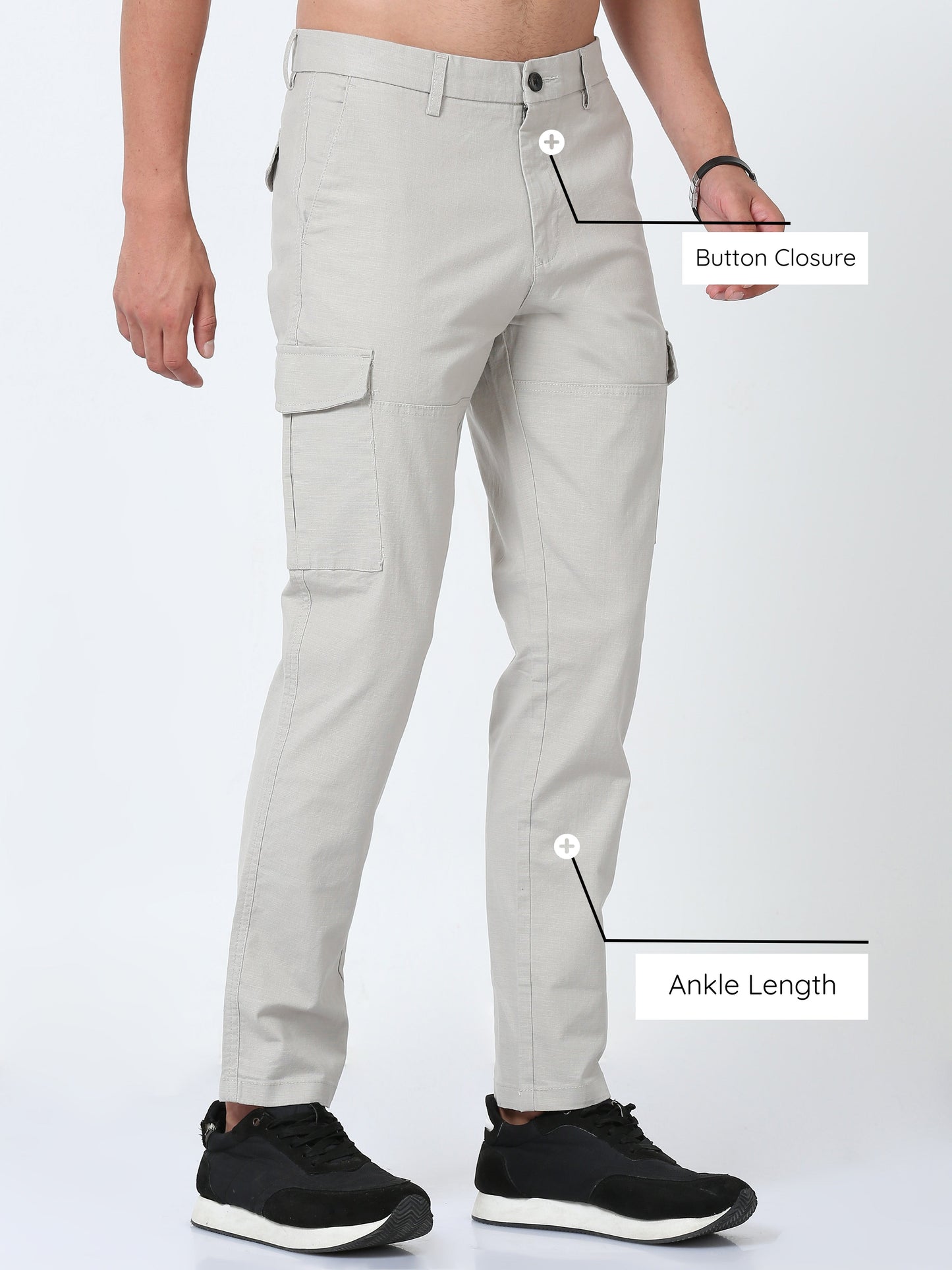 Men Lazy linen Cargo Pants-Stone