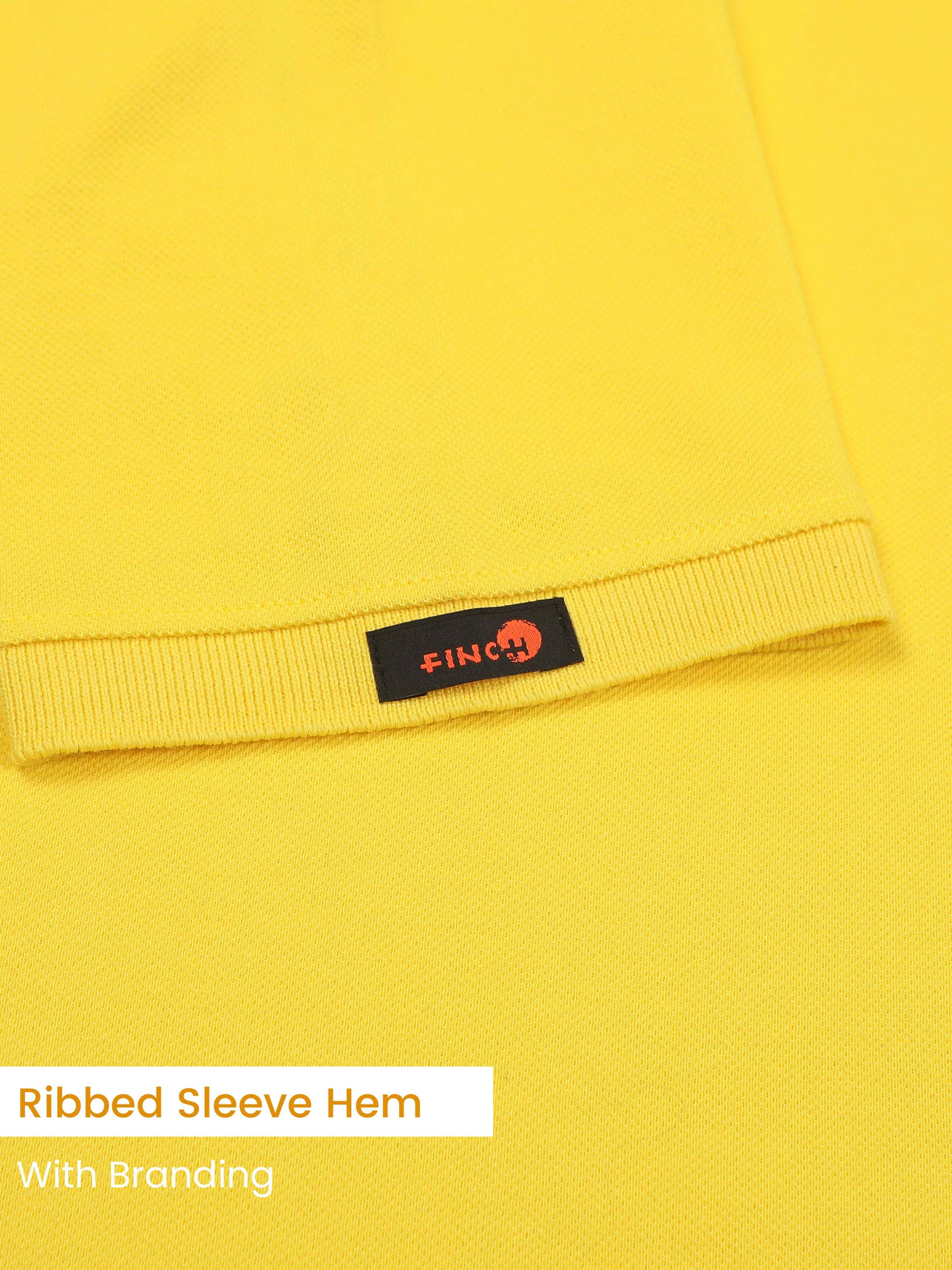 Plus White Striped Collar Mens Cotton T Shirt Yellow