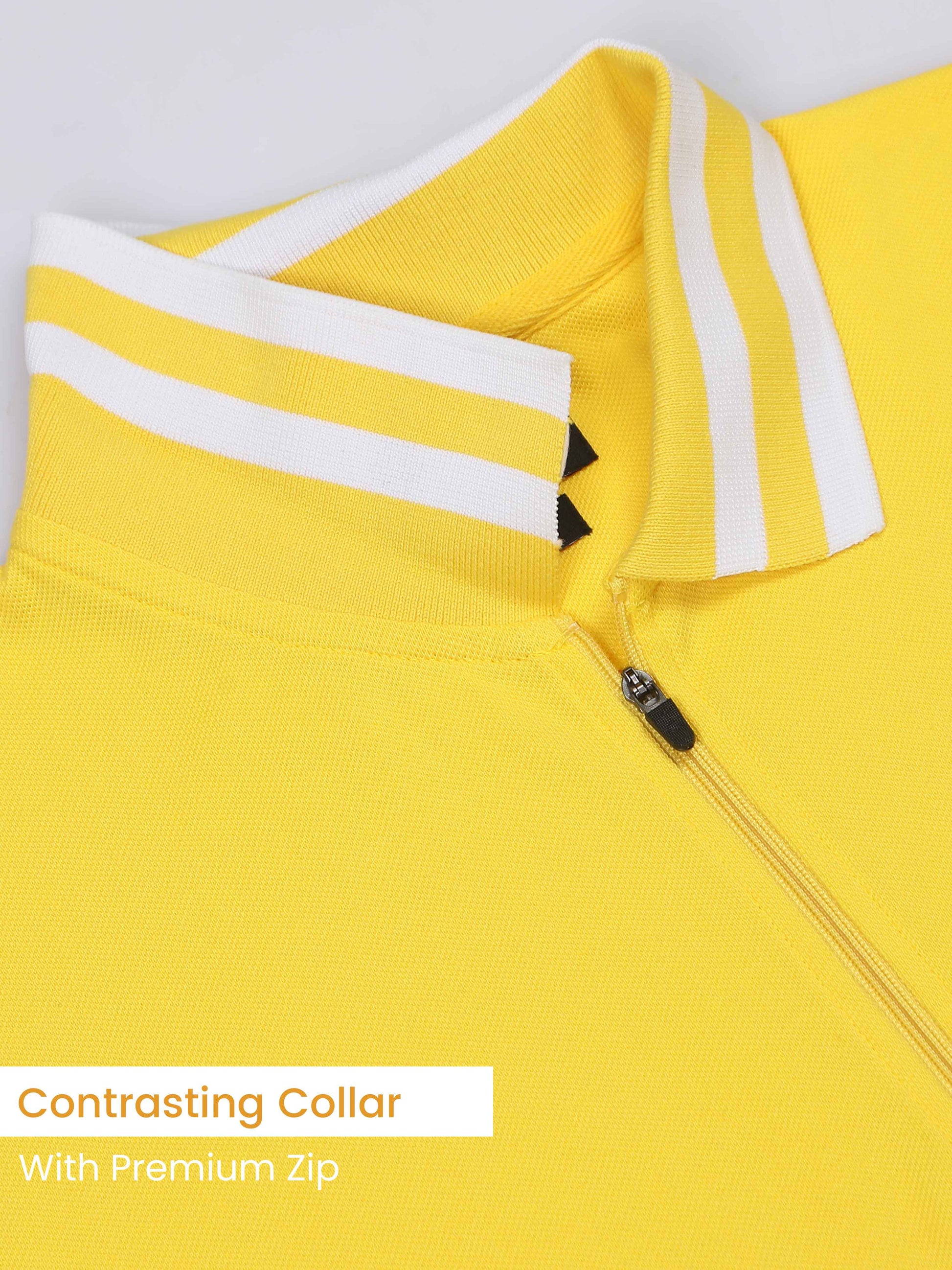 Plus White Striped Collar Mens Cotton T Shirt Yellow