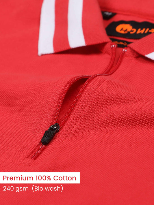 Plus White Striped Collar Pink Cotton T Shirts for Men