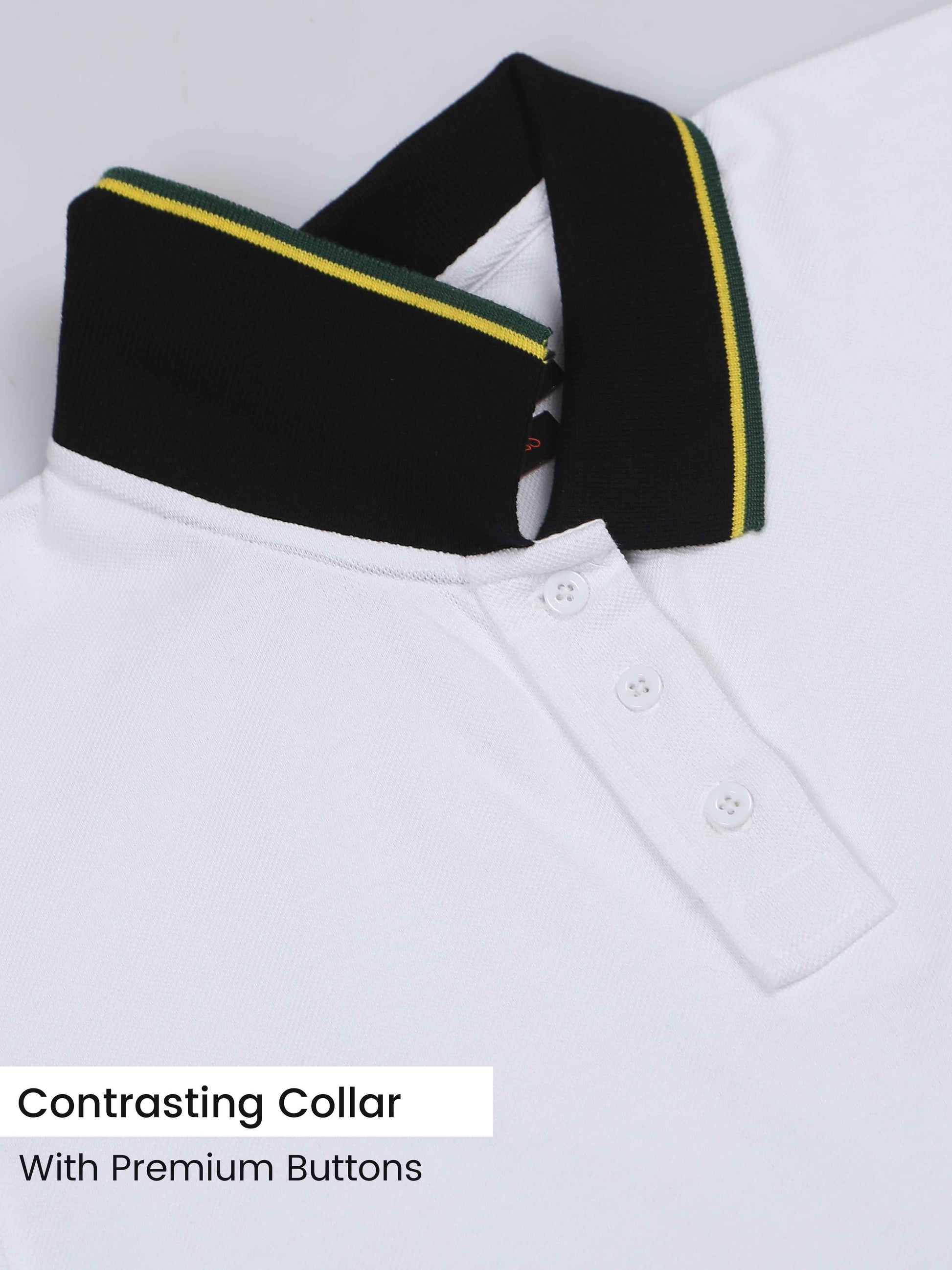 Plus Yellow&Green Tipping Mens White Cotton T Shirt
