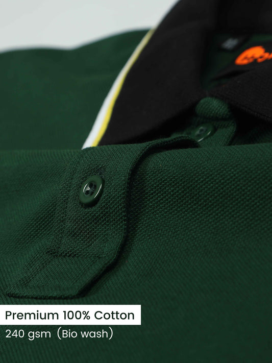 Plus White&Yellow Tipping Green Cotton T Shirt for Men