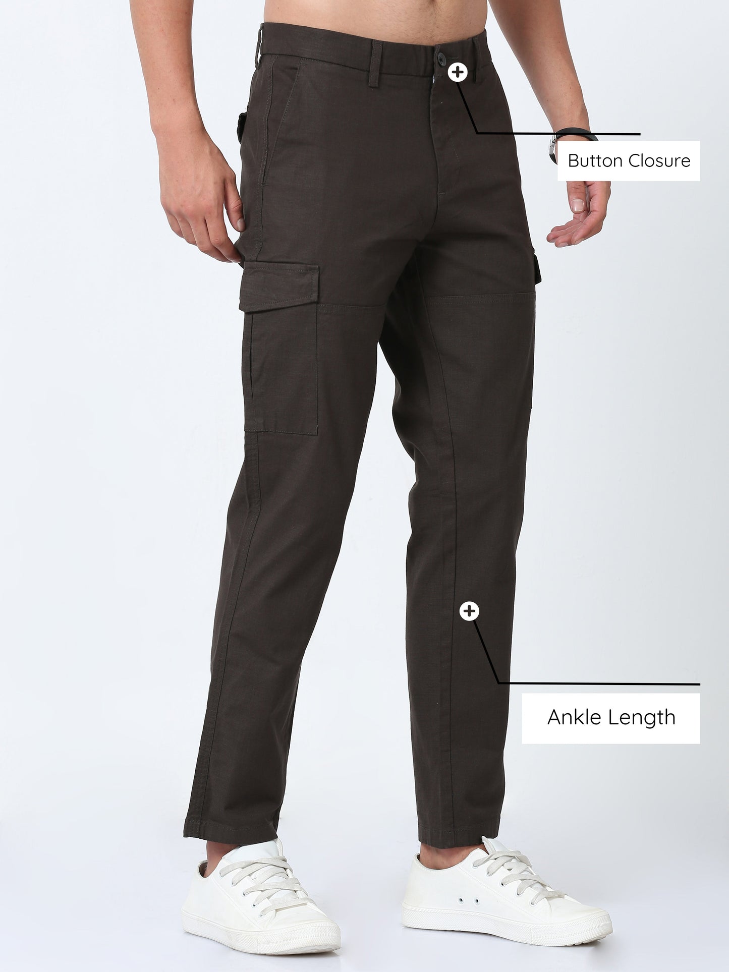 Men Lazy linen Cargo Pants-Olive