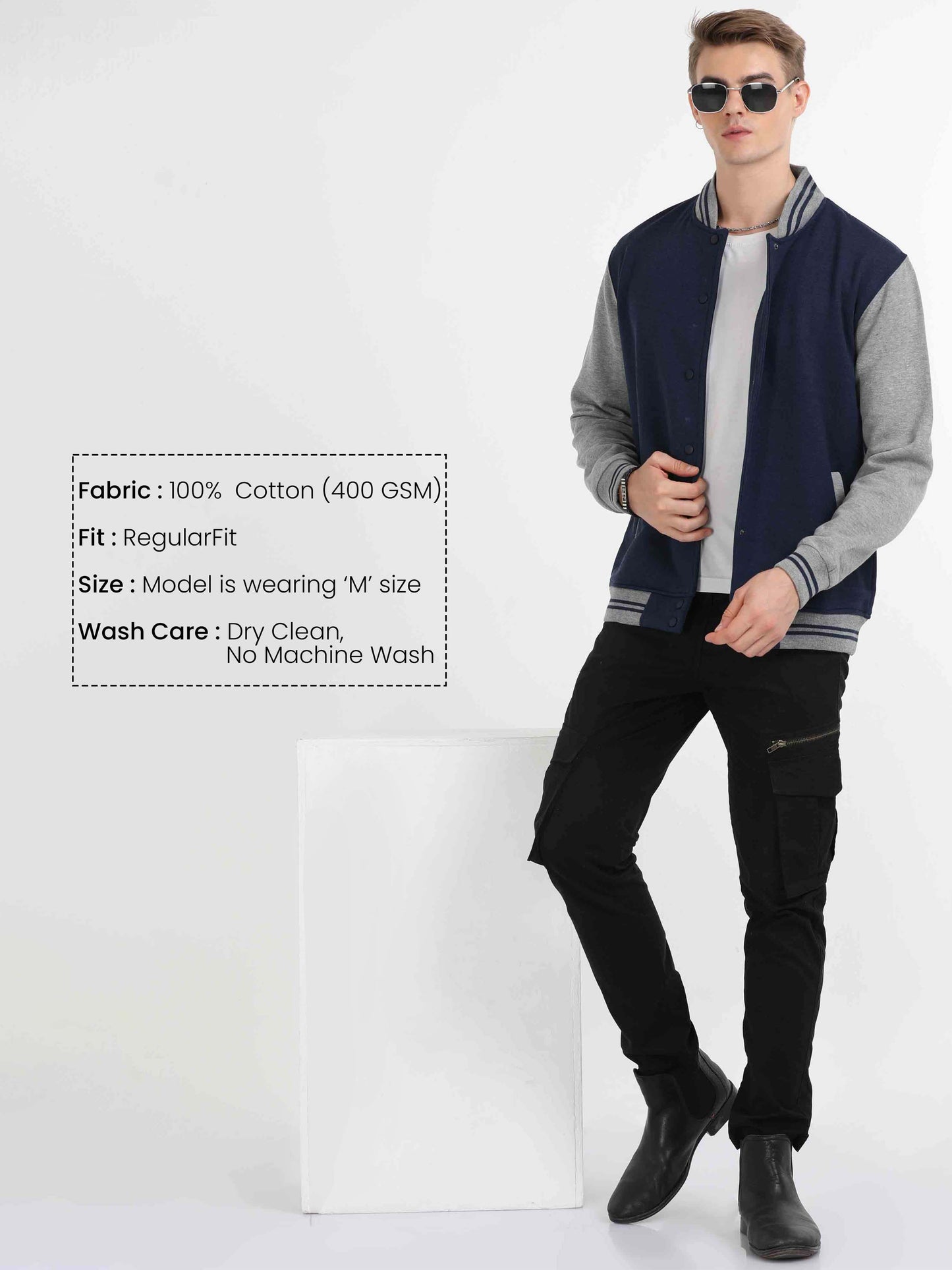 Denim Blue Varsity Jacket