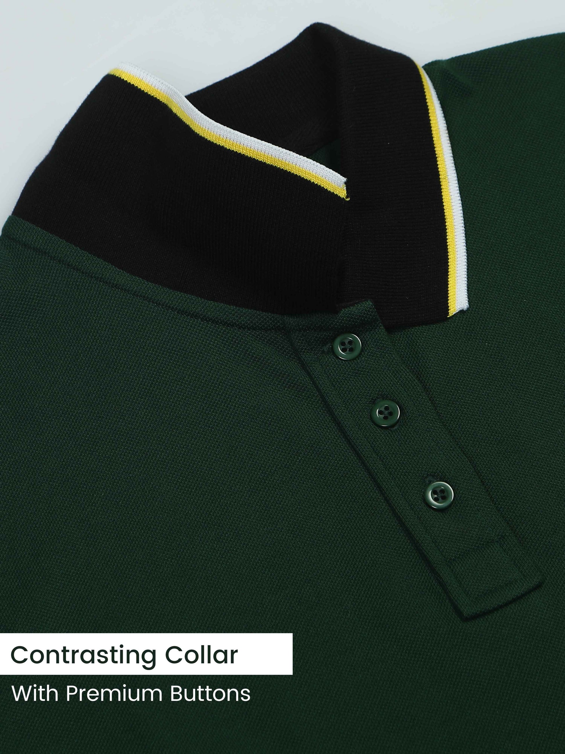 Plus White&Yellow Tipping Green Cotton T Shirt for Men
