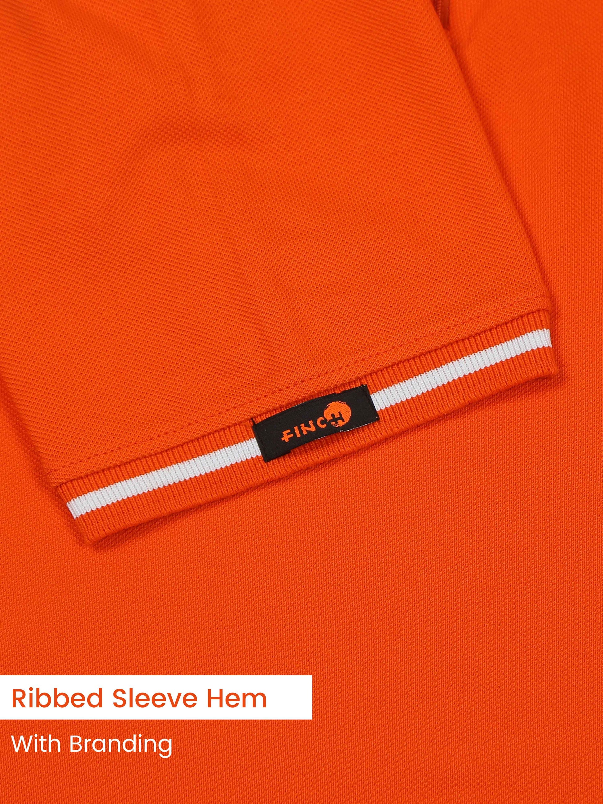 Men Plus White Tipping Collar Orange Cotton Polo T Shirt