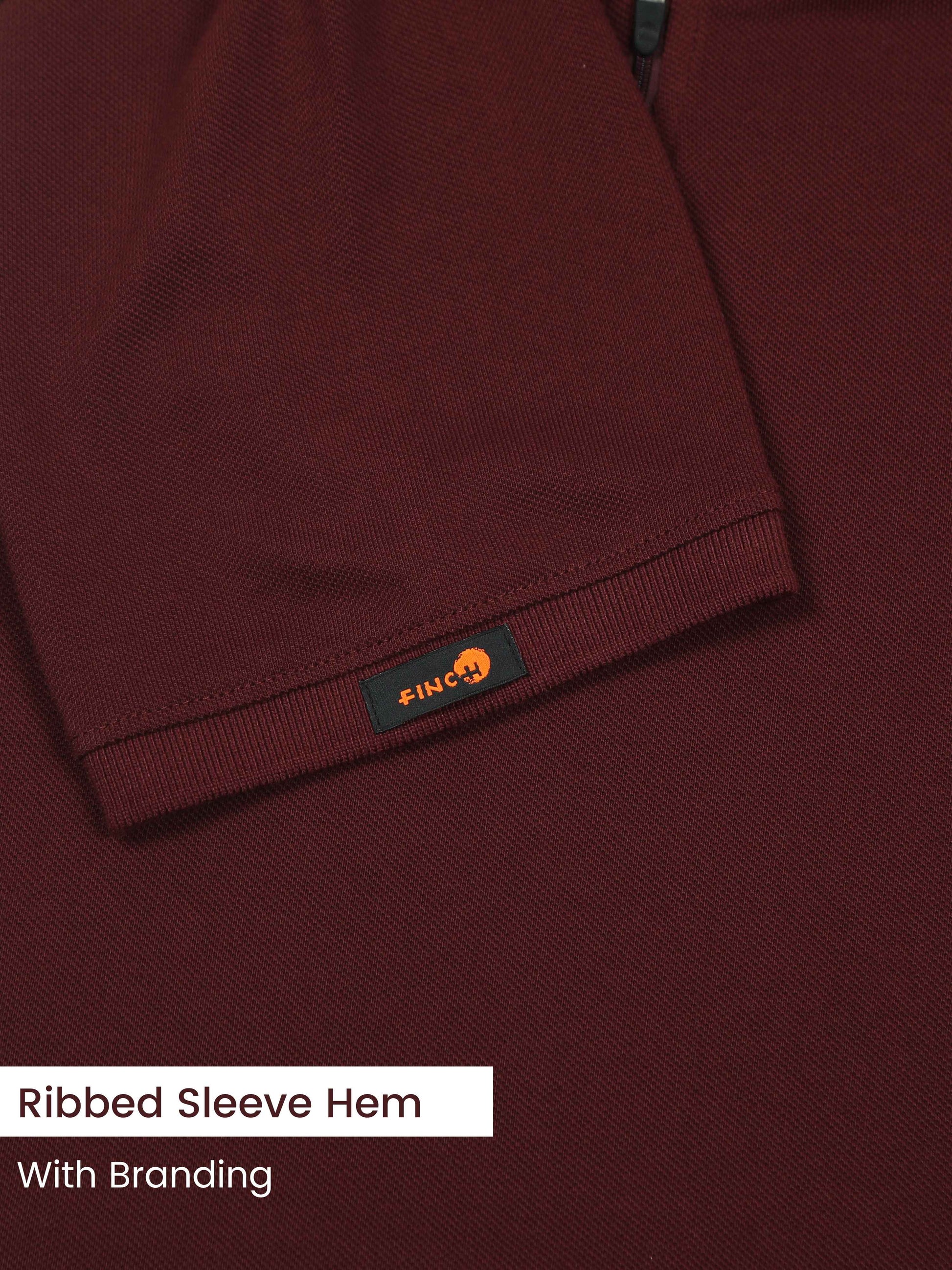 Plus White Striped Collar Sepia Maroon T Shirt for Men