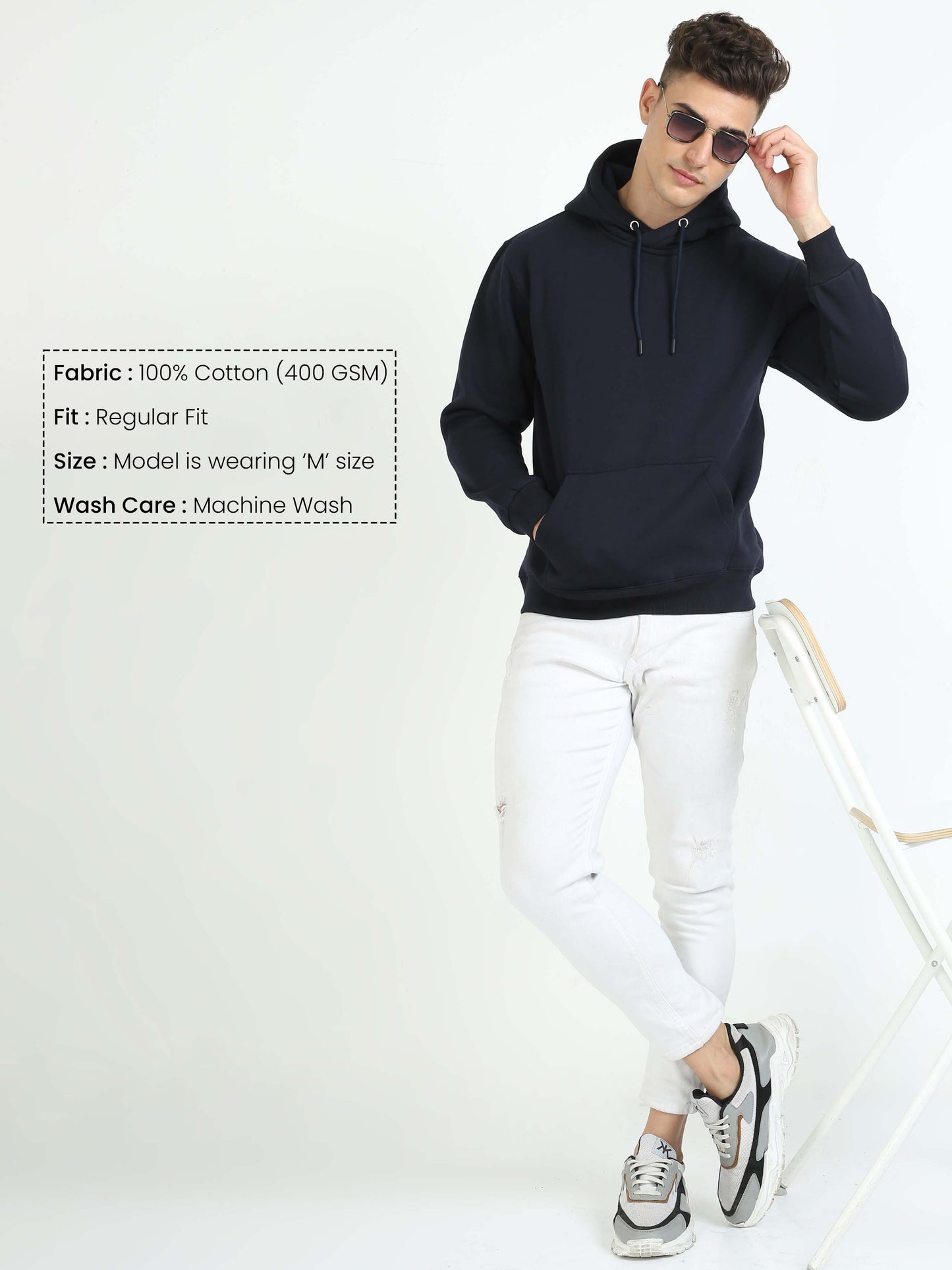 Men Navy Hoodie