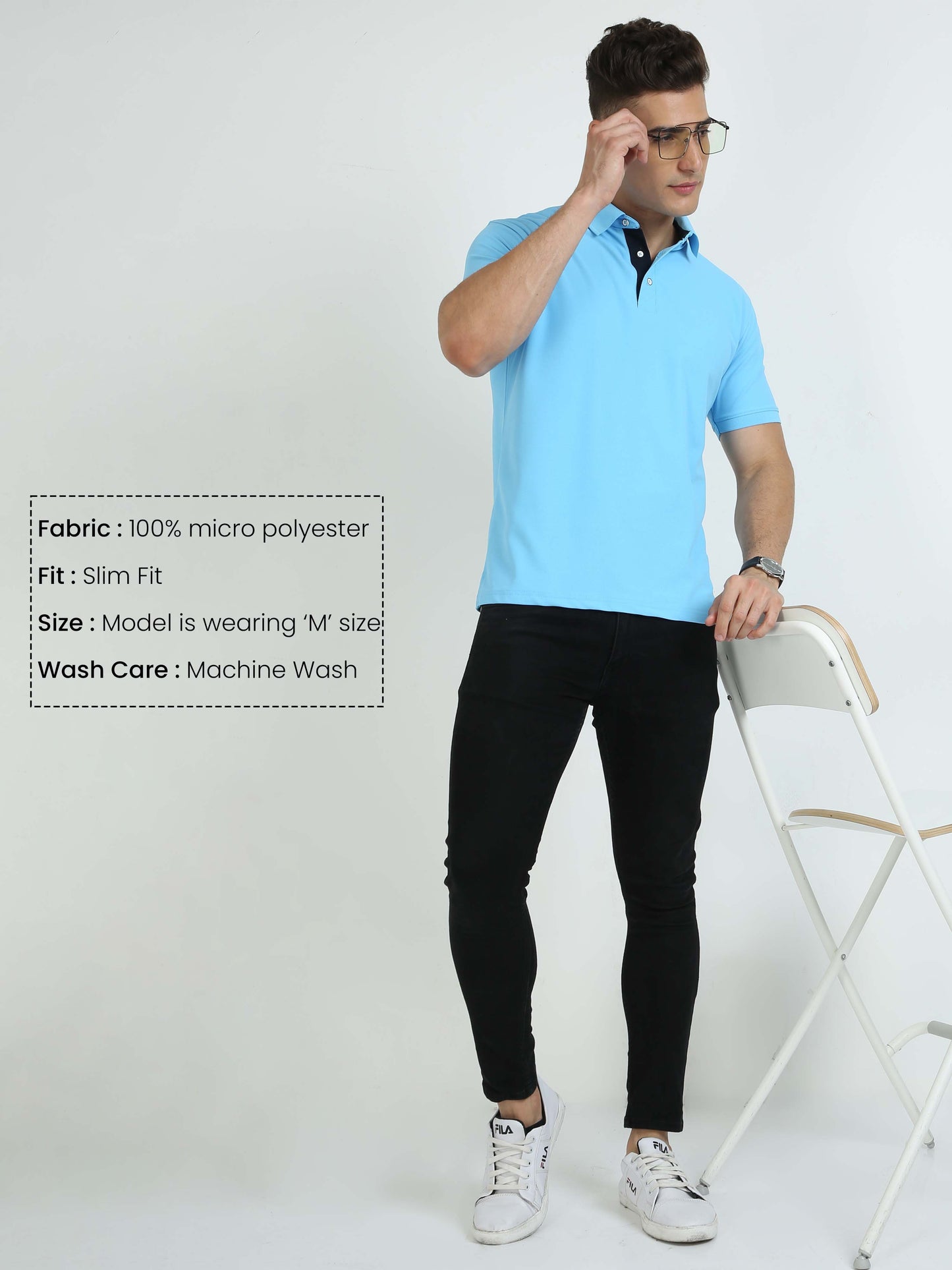 Sky Blue Men's Polo T-shirt