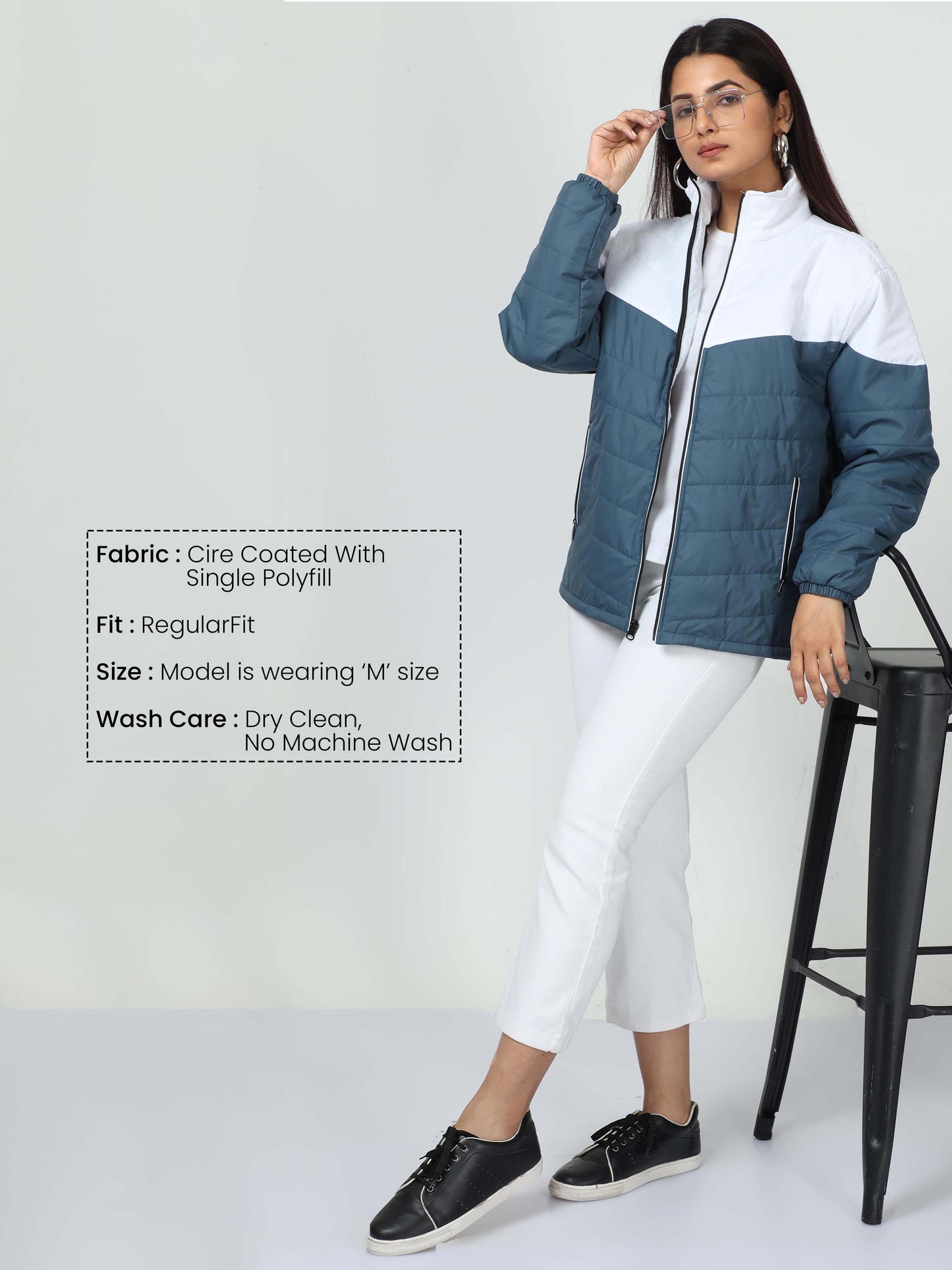 Women White-Air Force Blue Bomber Jacket