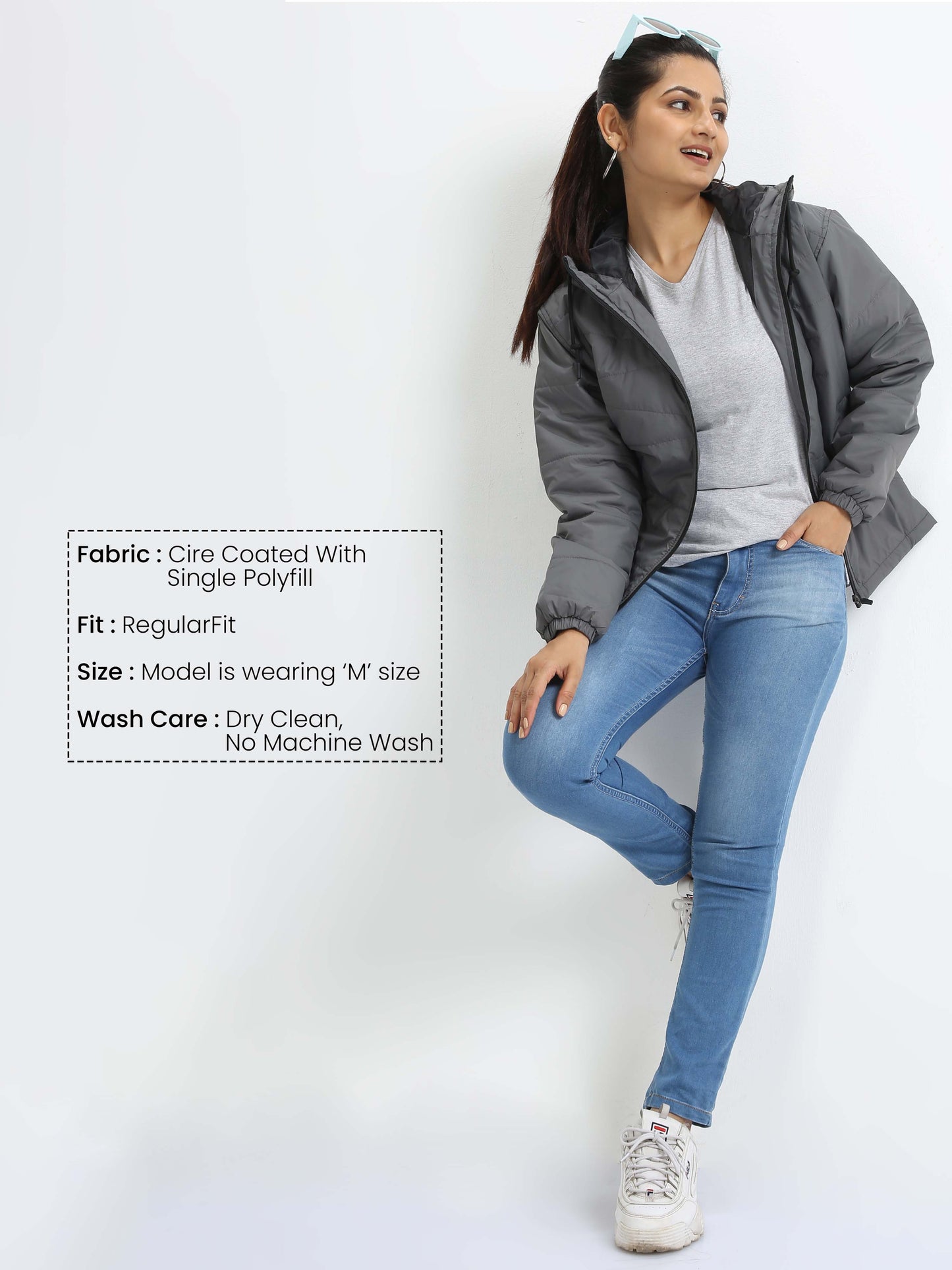 Women Dove Grey Bomber Jacket with Hood