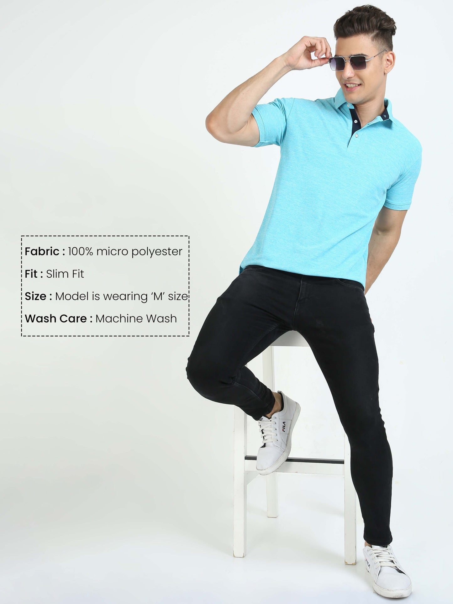 Blue Lagoon Melange Men's Polo T-shirt