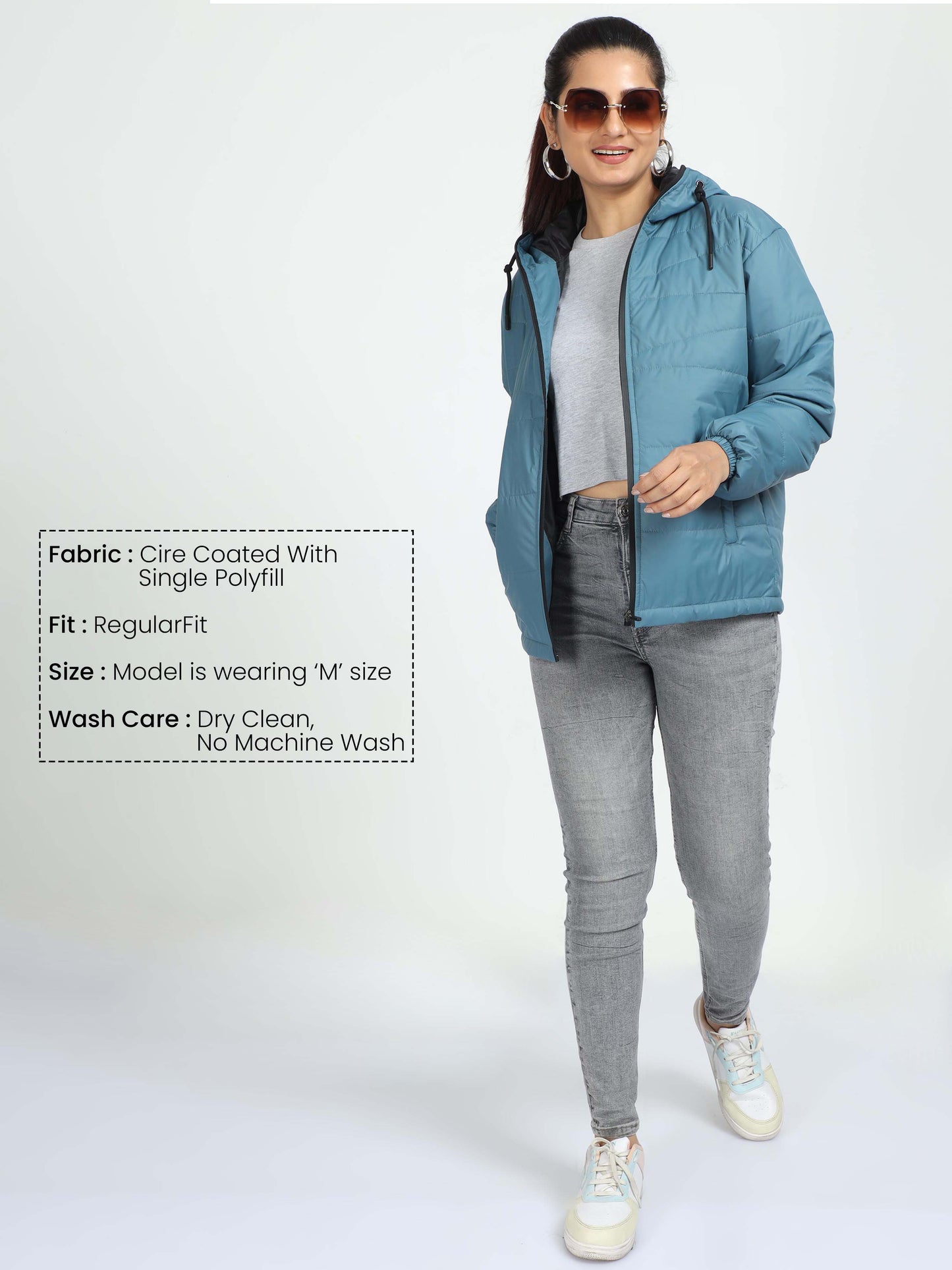 Women Air Force Blue Bomber Jacket with Hood