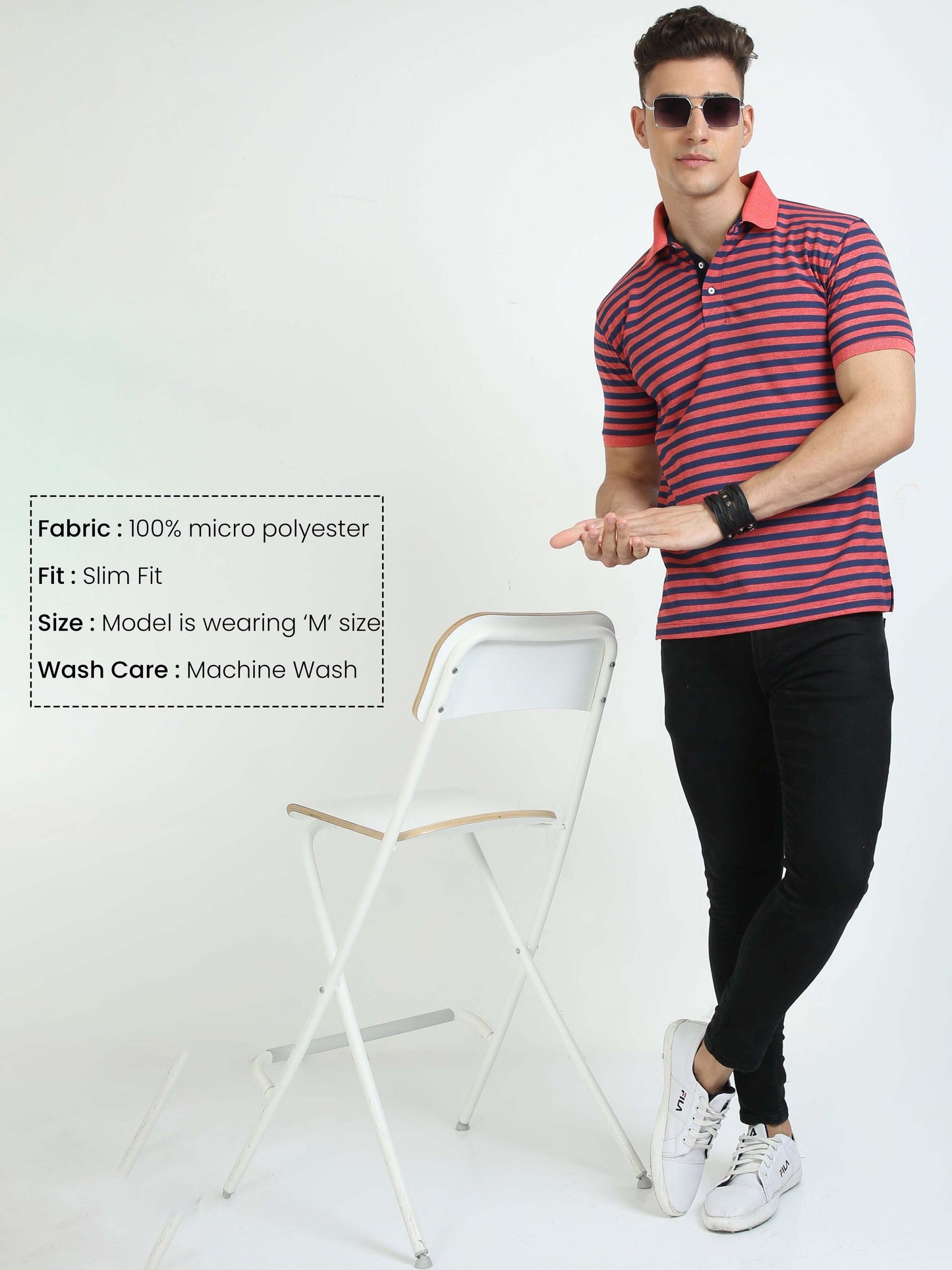 Red & Blue Stripe Men's Polo T-shirt