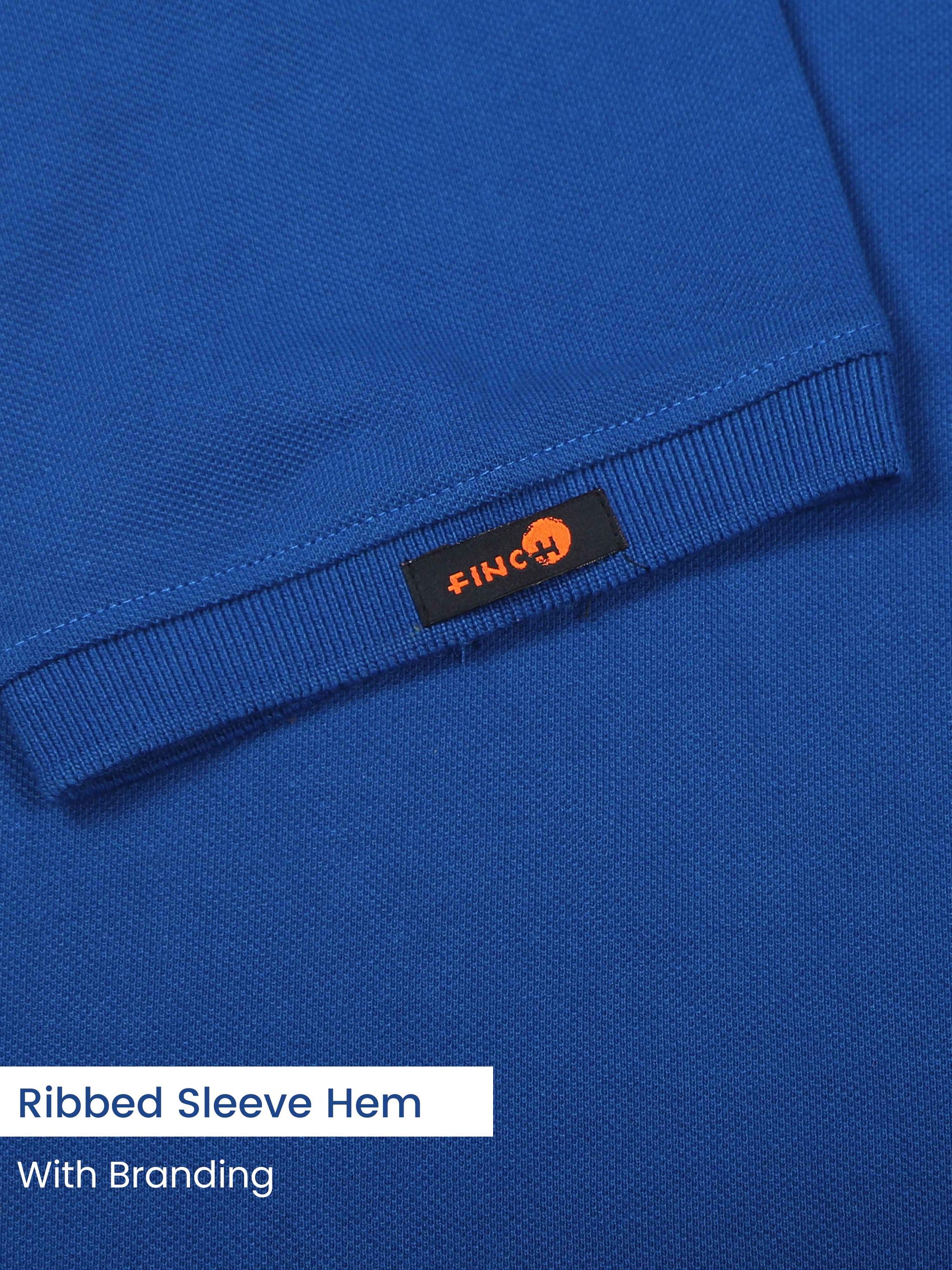 Men Cotton Plus Collar Blue and White Stripped T Shirt
