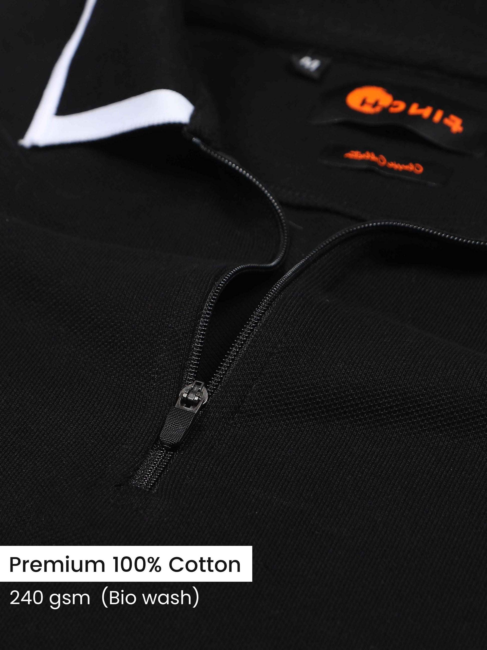 Plus White Tipping Polo Collar Black T Shirt for Men