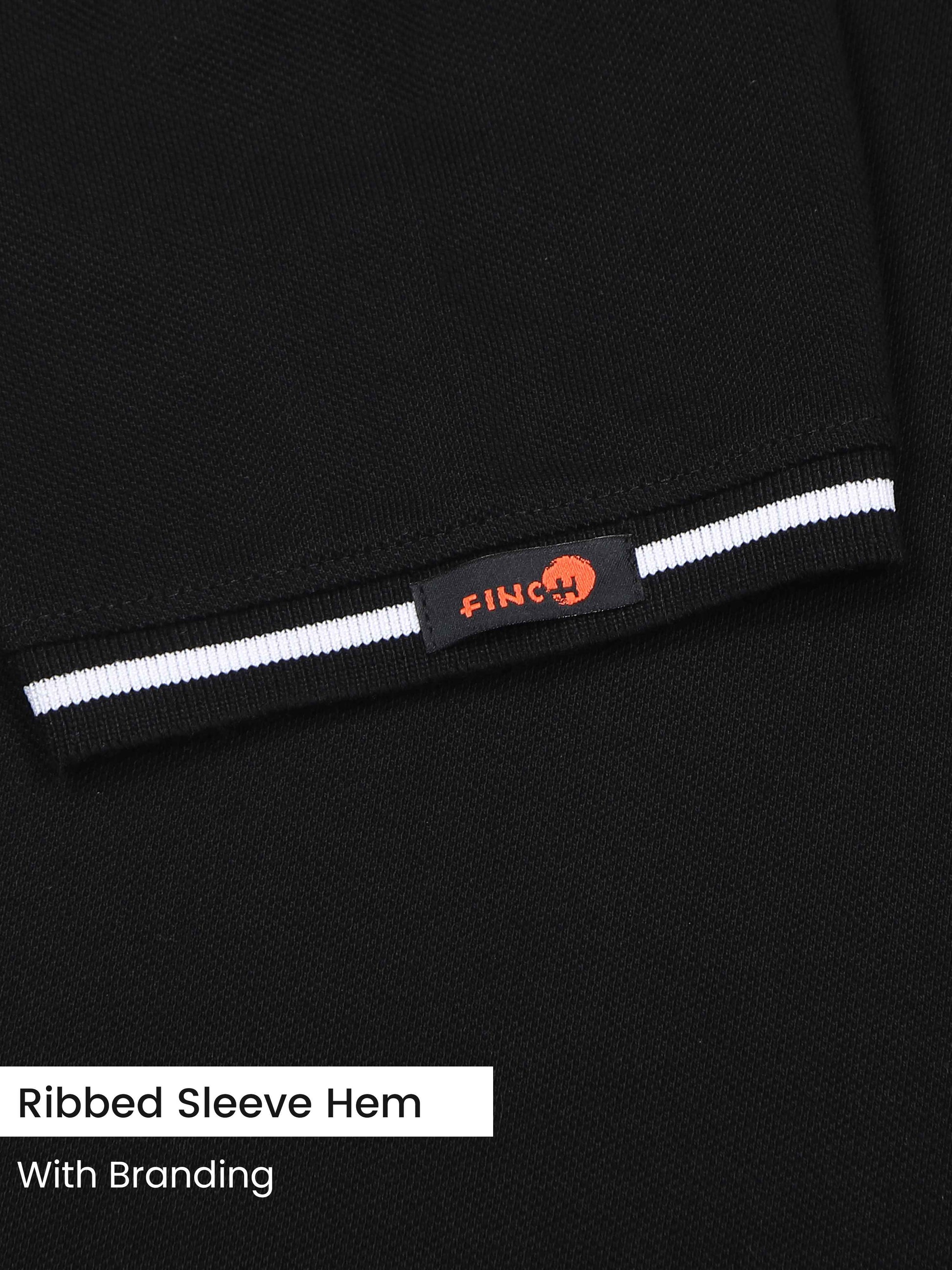 Plus White Tipping Polo Collar Black T Shirt for Men