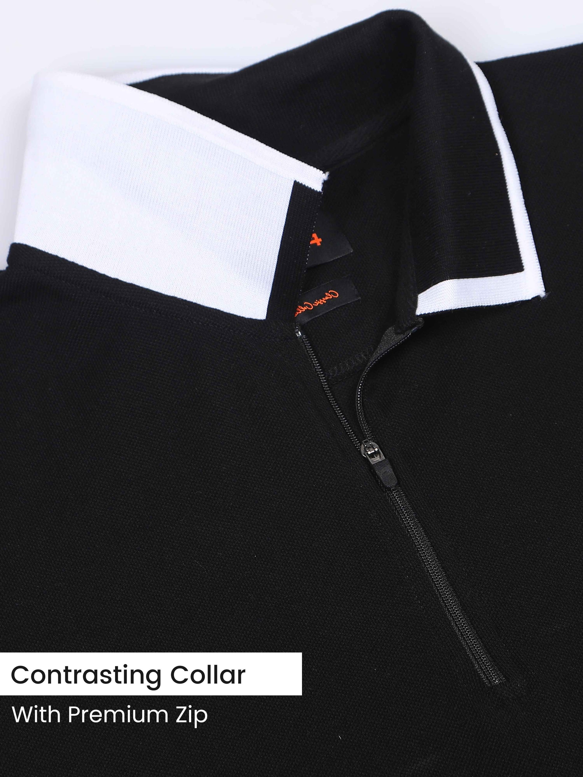 Plus White Tipping Polo Collar Black T Shirt for Men
