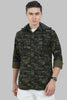 Men Double Pocket Hoodie-Print-Green