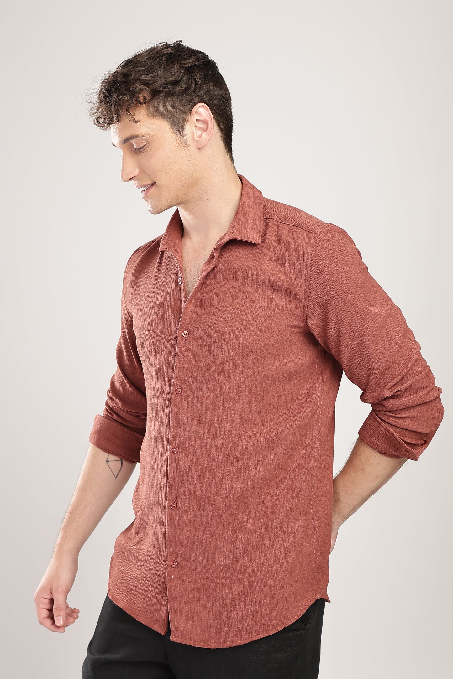 Men Textured Shirt-Rustic