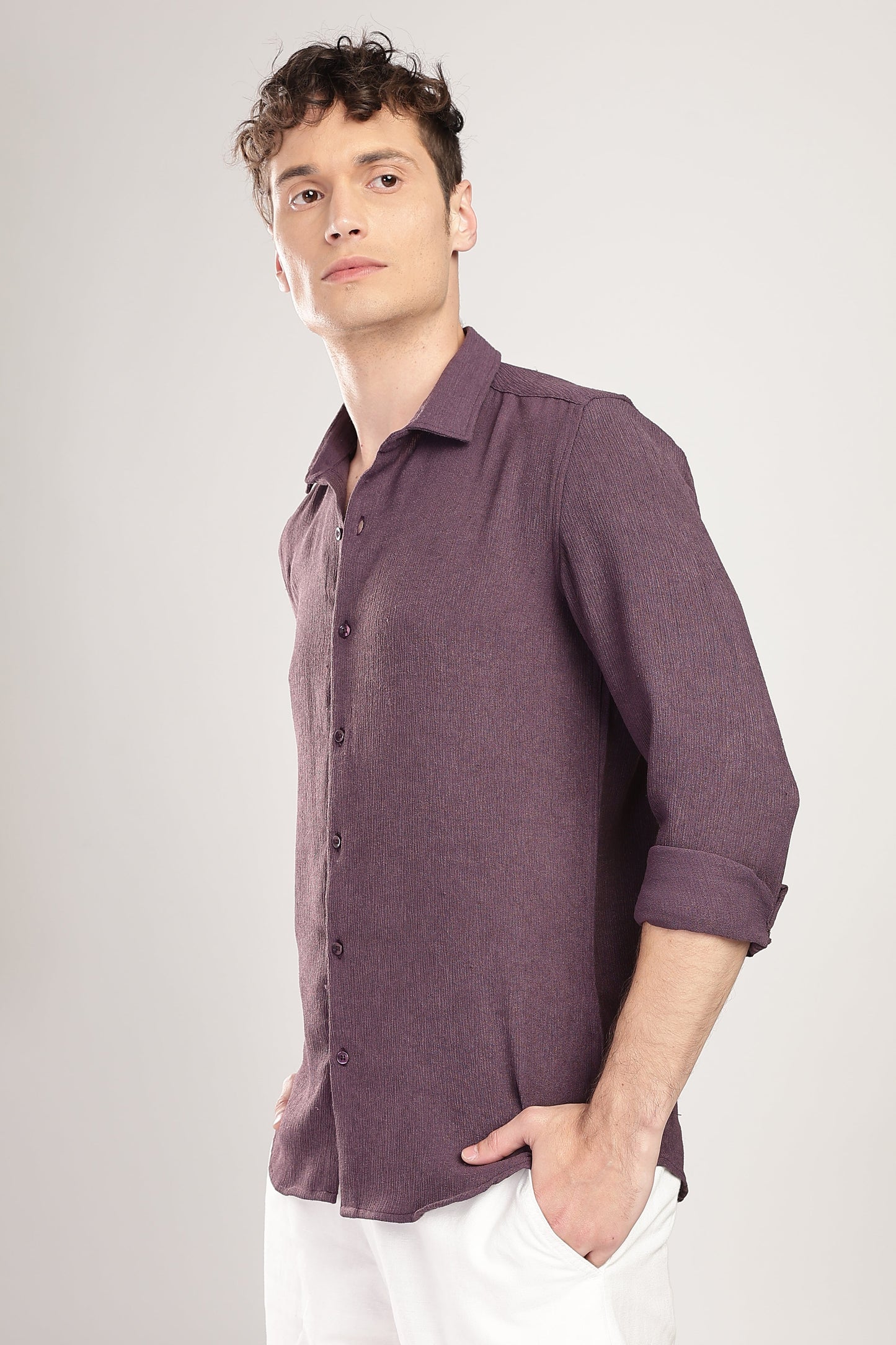 Men Textured Shirt-Lavender