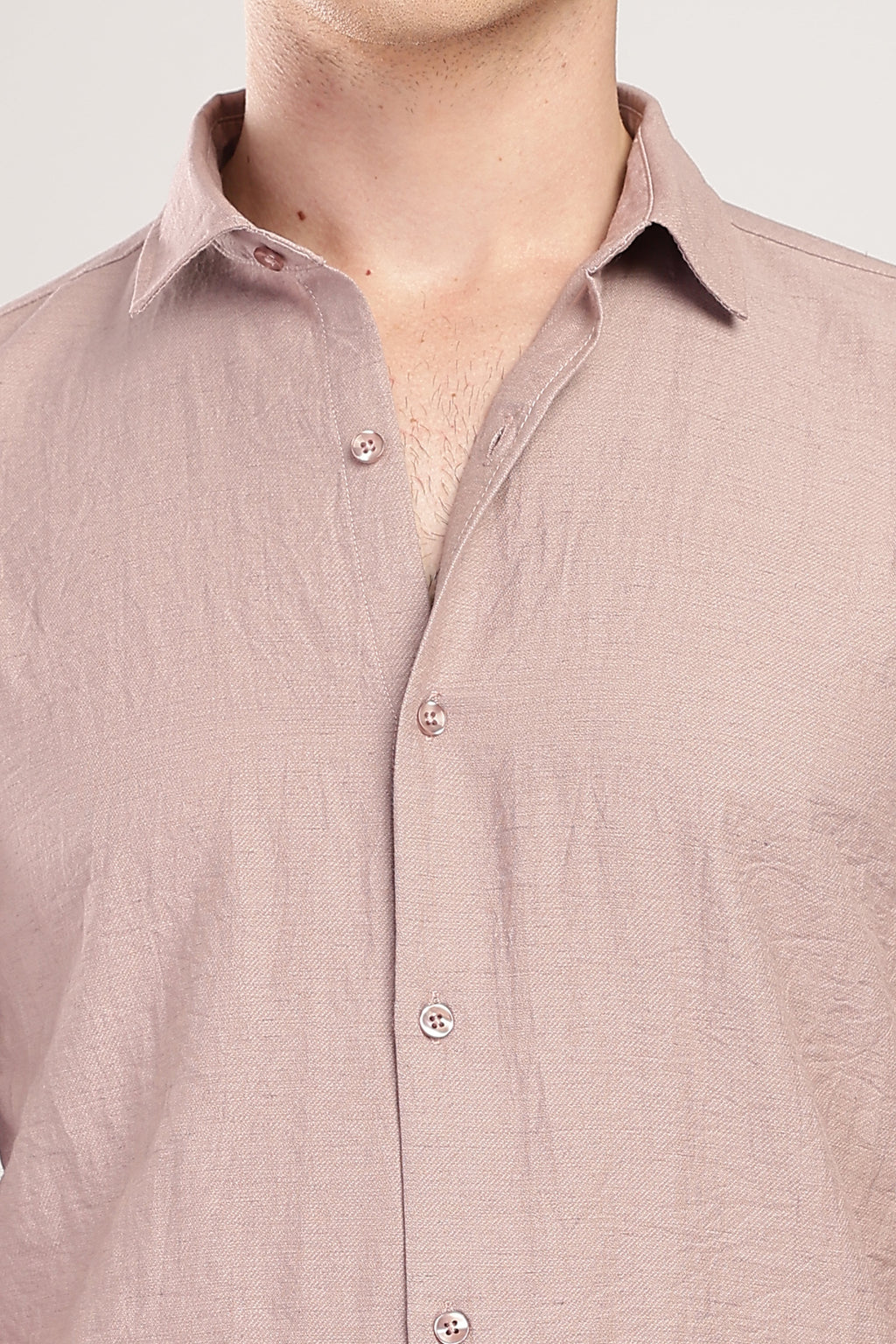 Men Linen Like Neps Shirts-Pink