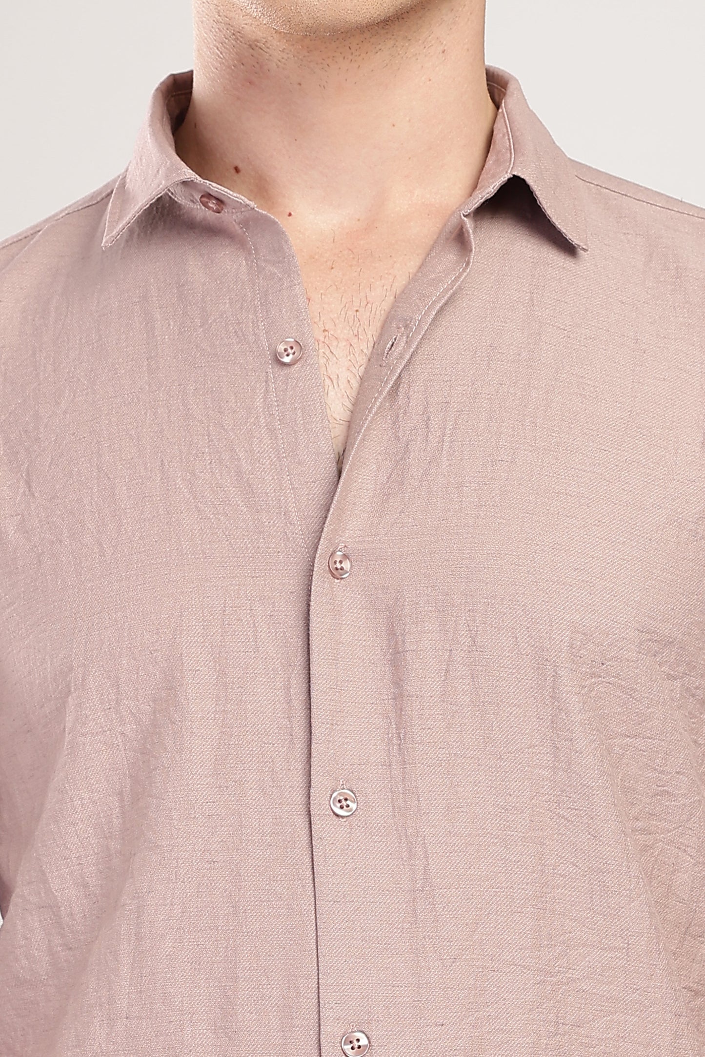 Men Linen Like Neps Shirts-Pink