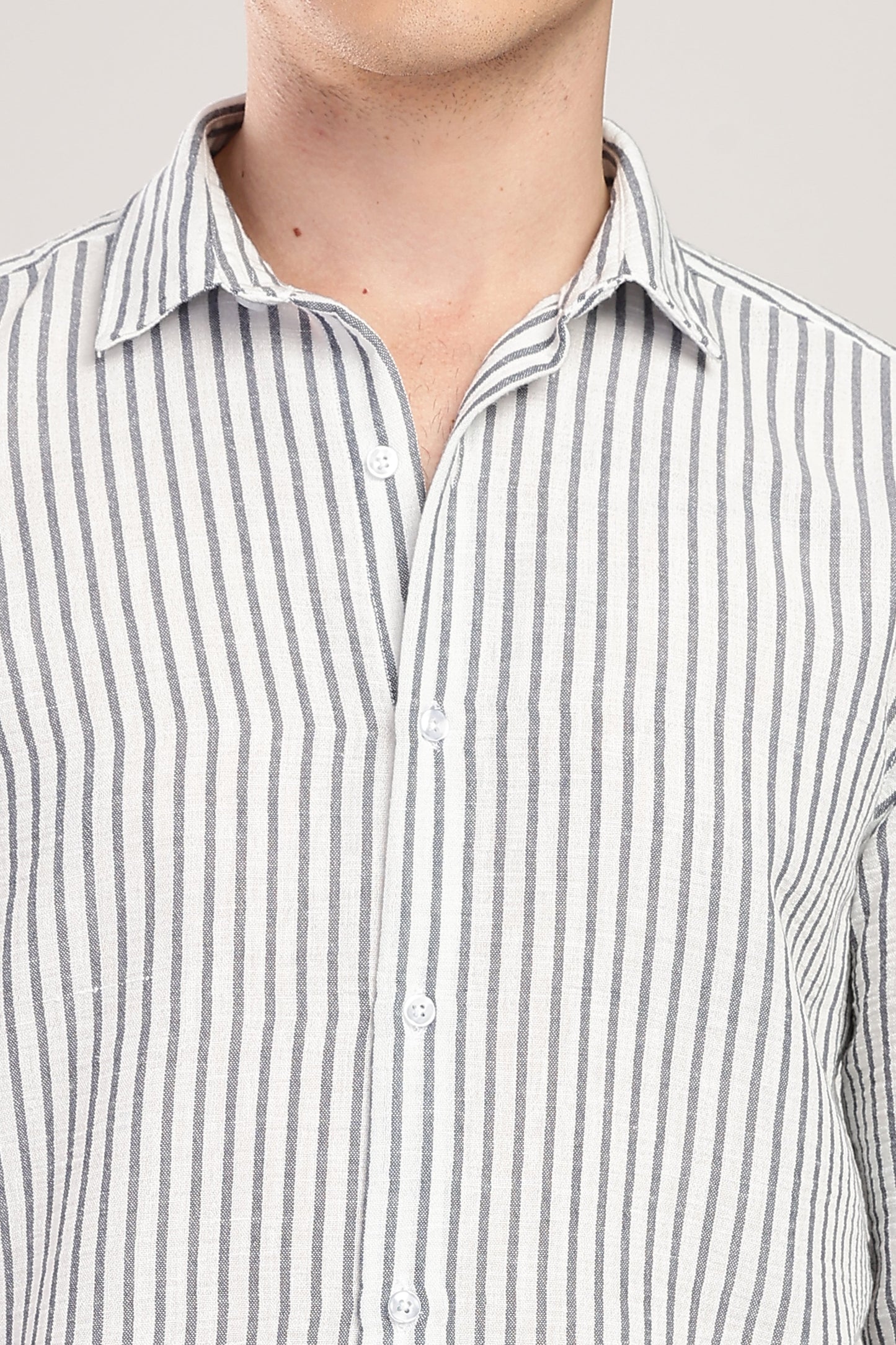 Men Linen Like Lining Shirt-Charcoal