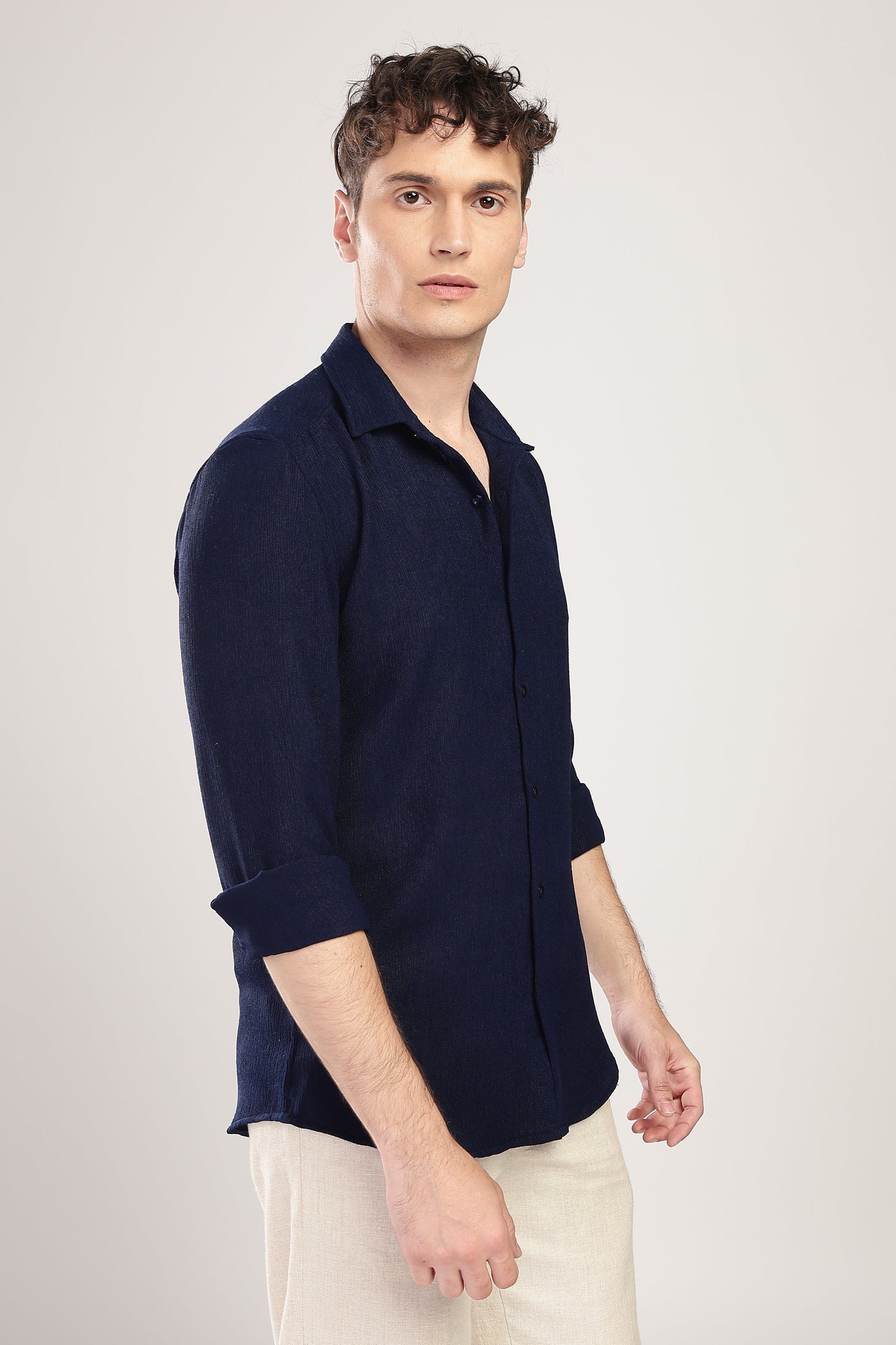 Men Textured Shirt-Navy