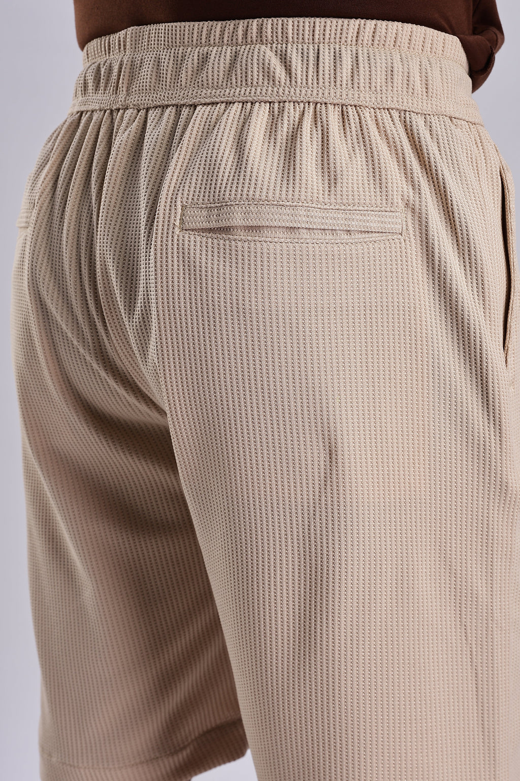 Men Jacquad Shorts-Beige