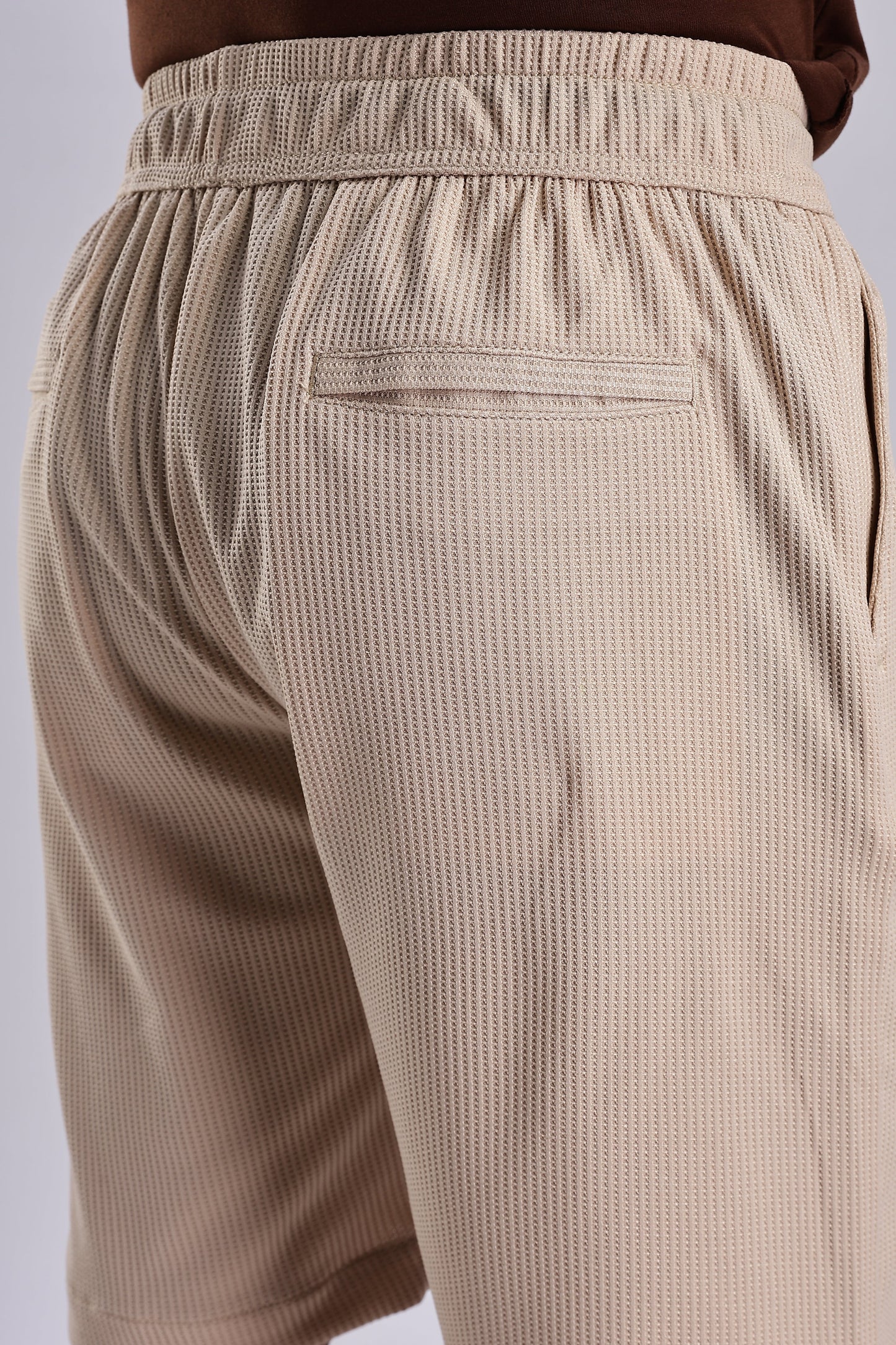 Men Jacquad Shorts-Beige