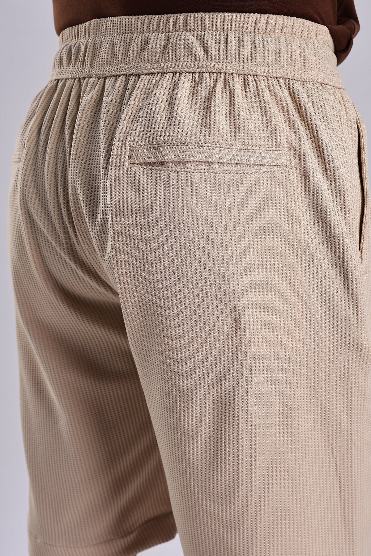 Men Jacquad Shorts-Beige