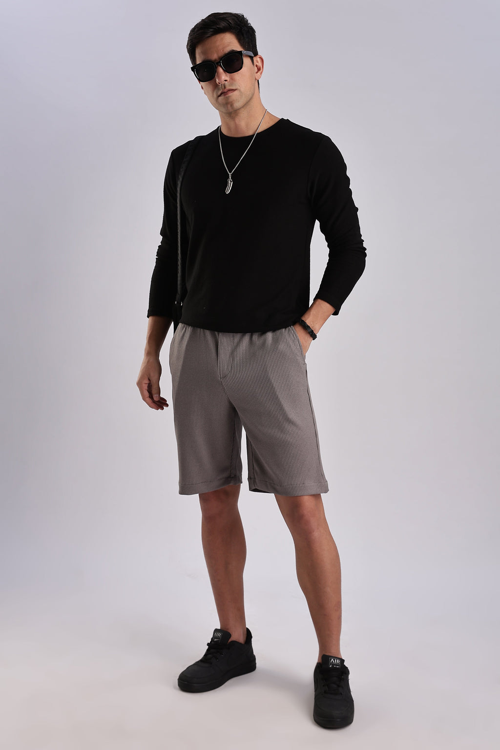 Men Jacquad Shorts-Grey
