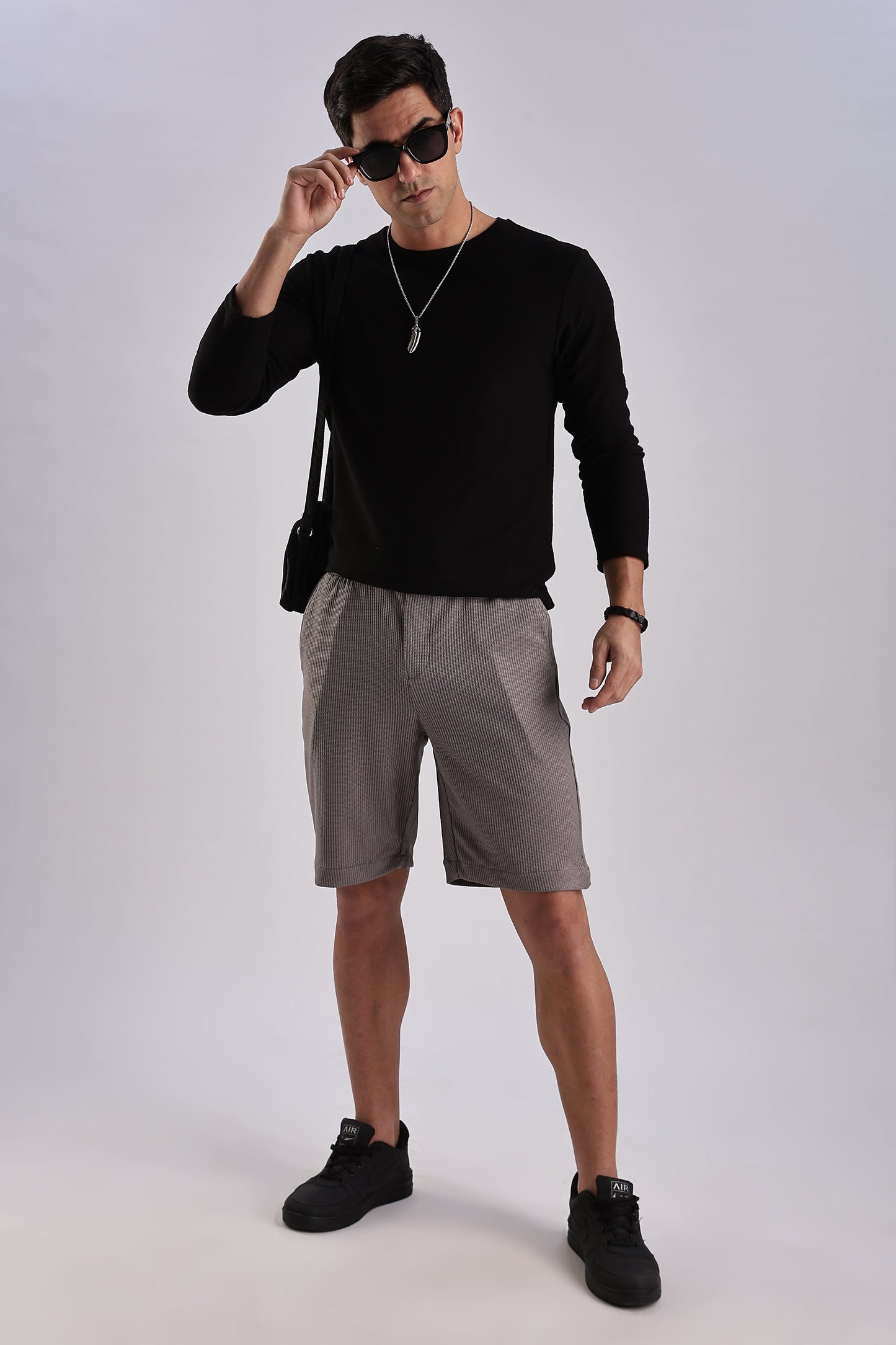 Men Jacquad Shorts-Grey