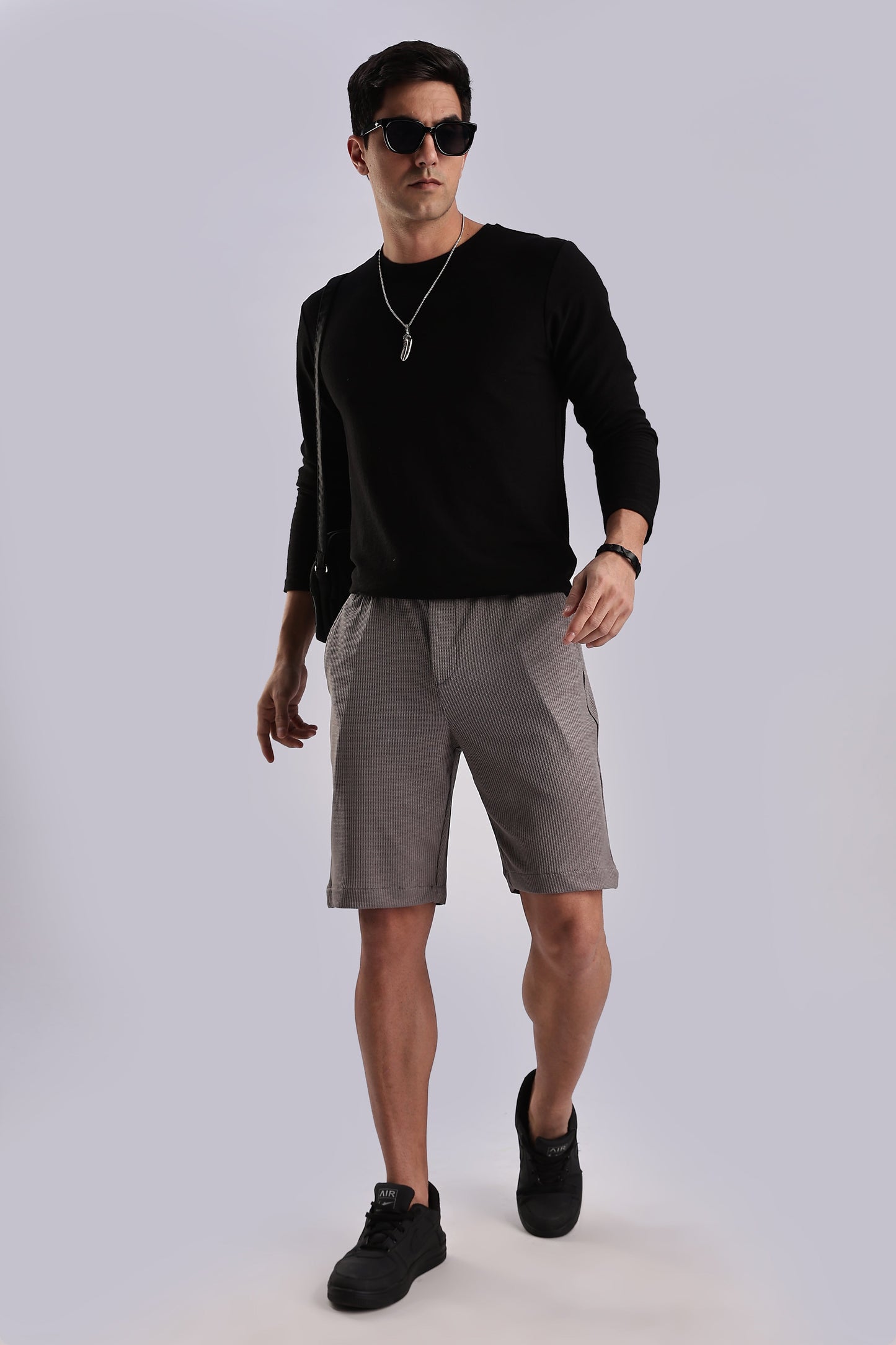 Men Jacquad Shorts-Grey